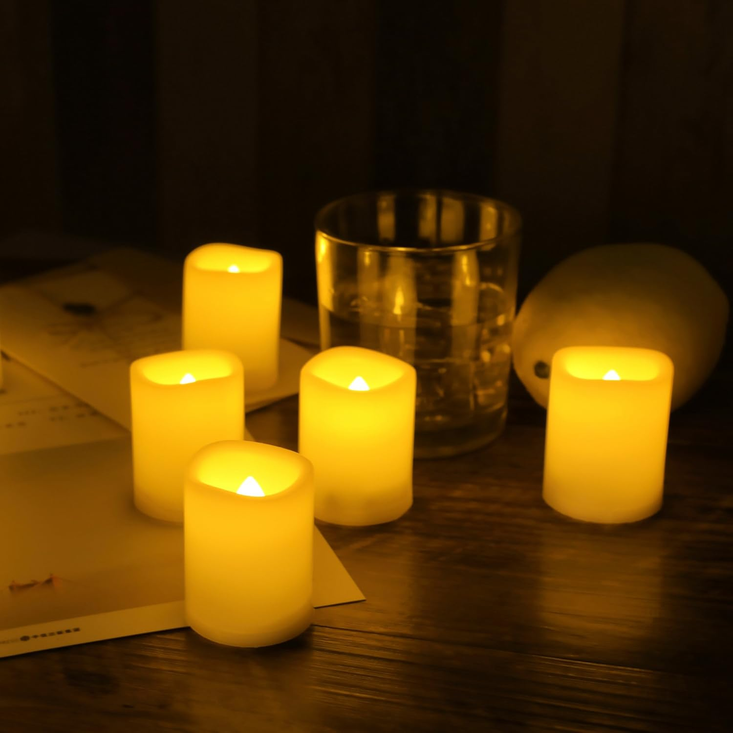 Candle Choice 12-Pack Realistic Flameless Votive Candles Bright Battery Operated LED Votives with Remote 1.5”x2” Long Battery Life Festival Party Wedding Birthday Holiday Home Décor Centerpiece Gift