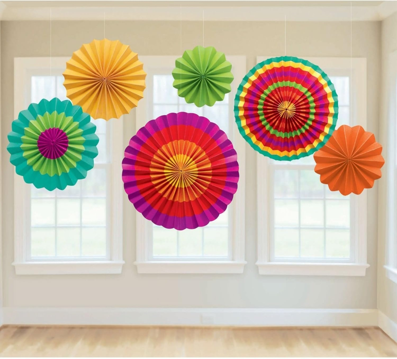 Super Z Outlet Paper Fan Mexican Fiesta/Cinco De Mayo/Carnival/Taco Tuesday Kids Party Hanging Decoration Supplies (12)