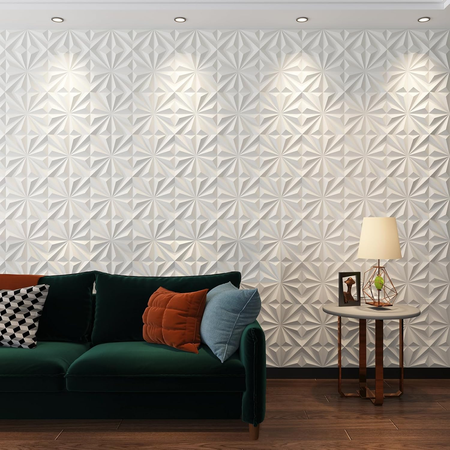 White 12''x12'' Textured PVC 3D Wall Panels, Pack of 33