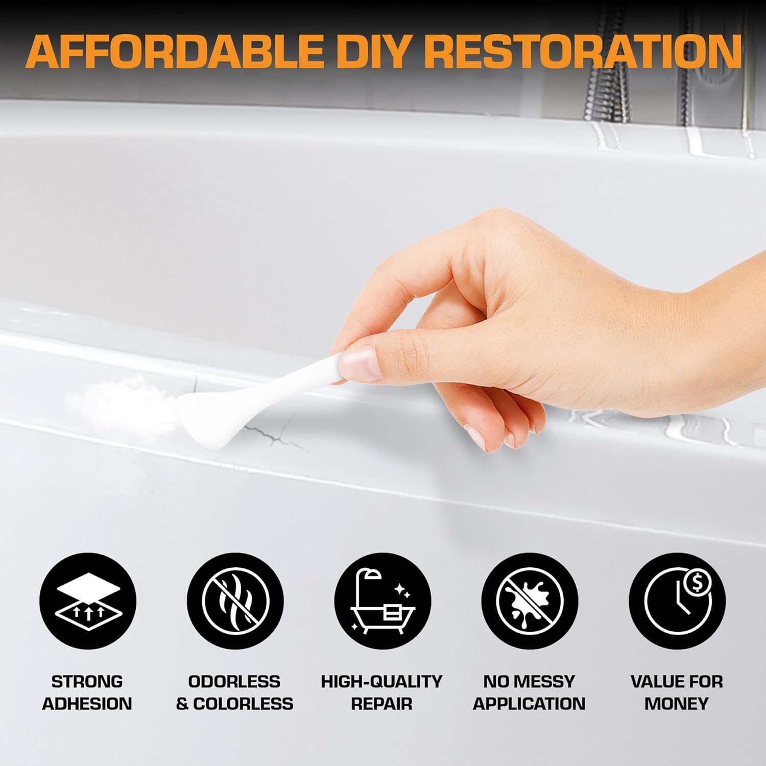 White Porcelain Repair Kit, Fiberglass Tub Repair for Sink, Shower, Countertop, and Tile - Acrylic Tub and Cracked Porcelain Sink Repair