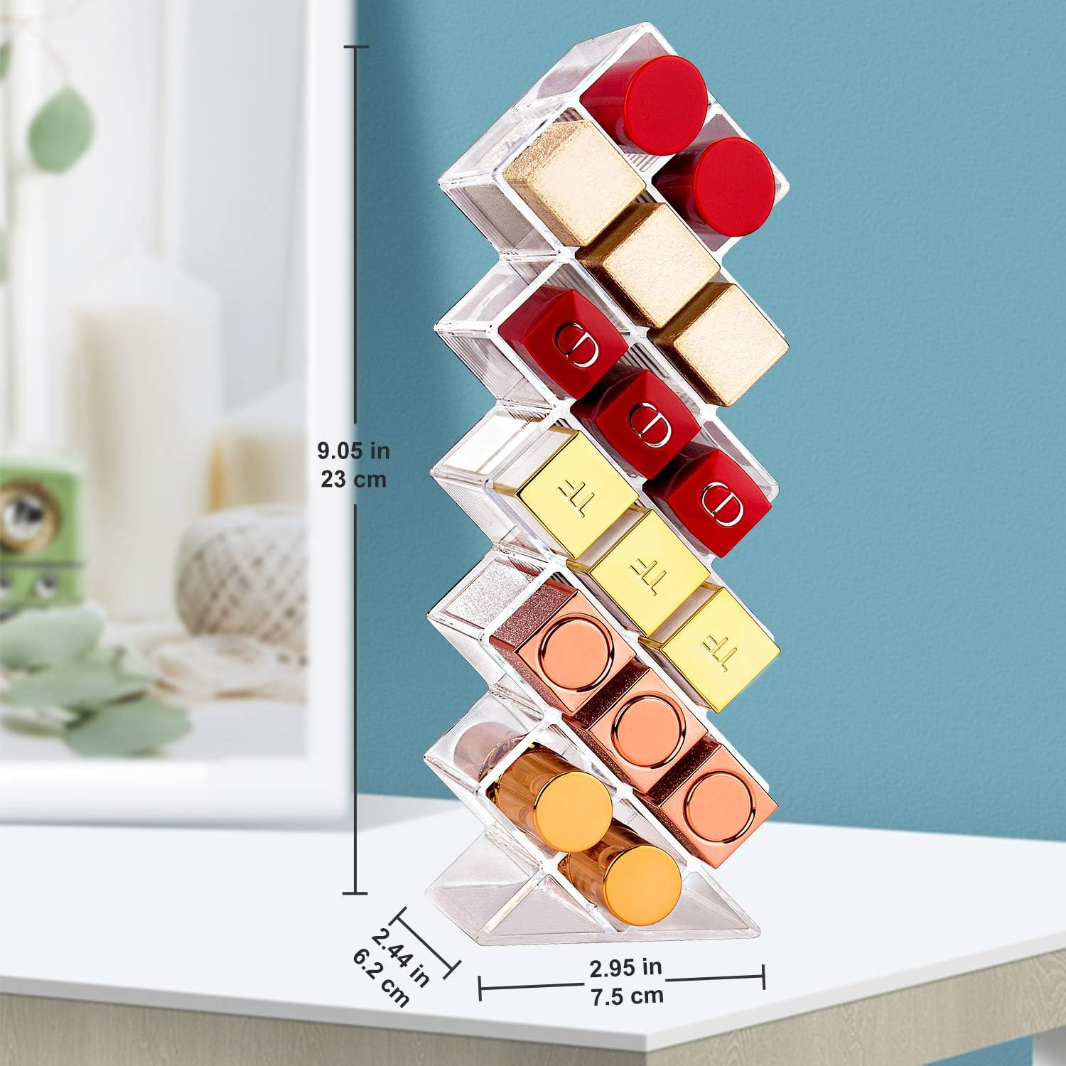 JessLab Lipstick Organizer, Acrylic Clear Lipstick Holder Cosmetic Makeup Organizer, 16 Slots