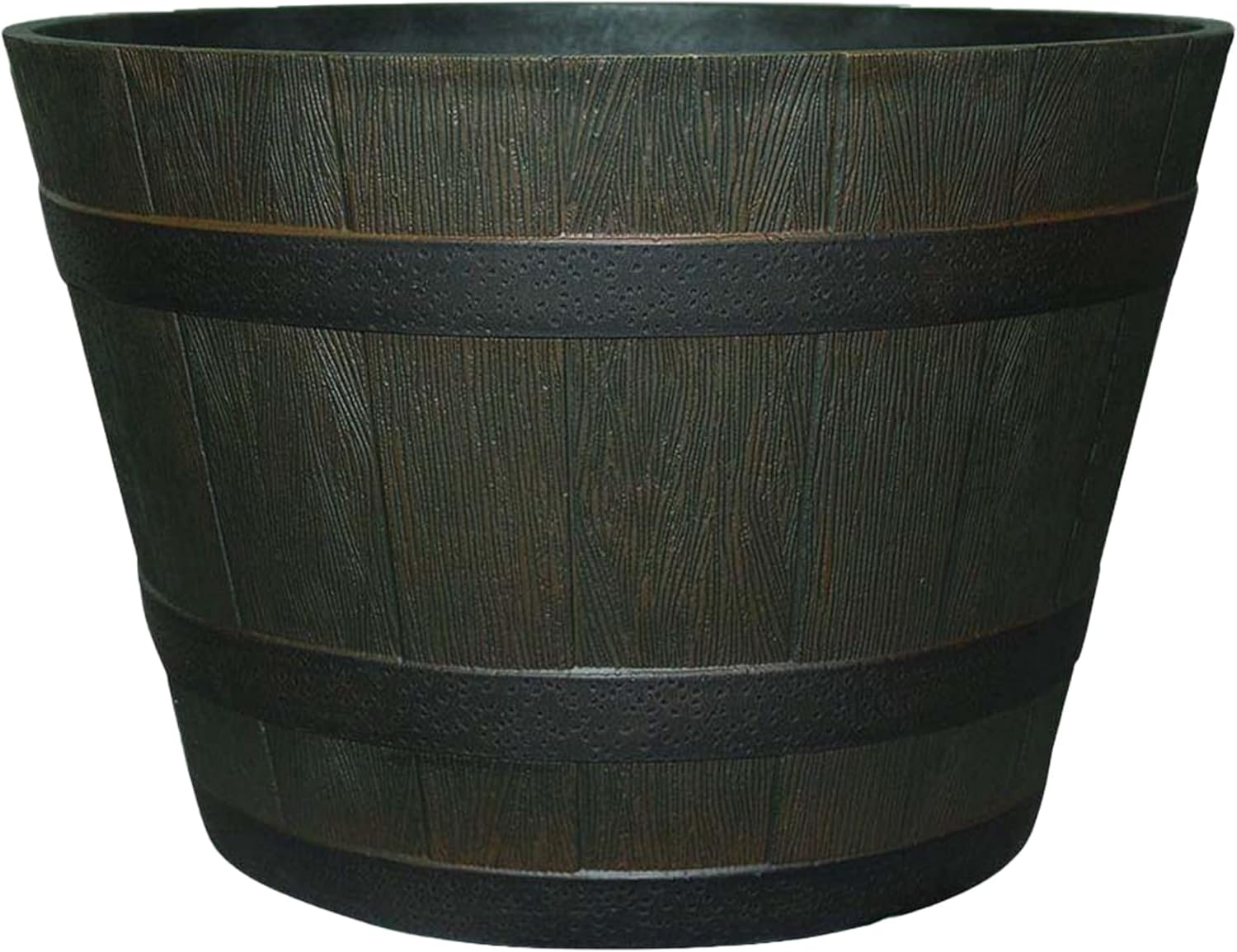 22.5" Brown Resin Whiskey Barrel Outdoor Planter with Wheels