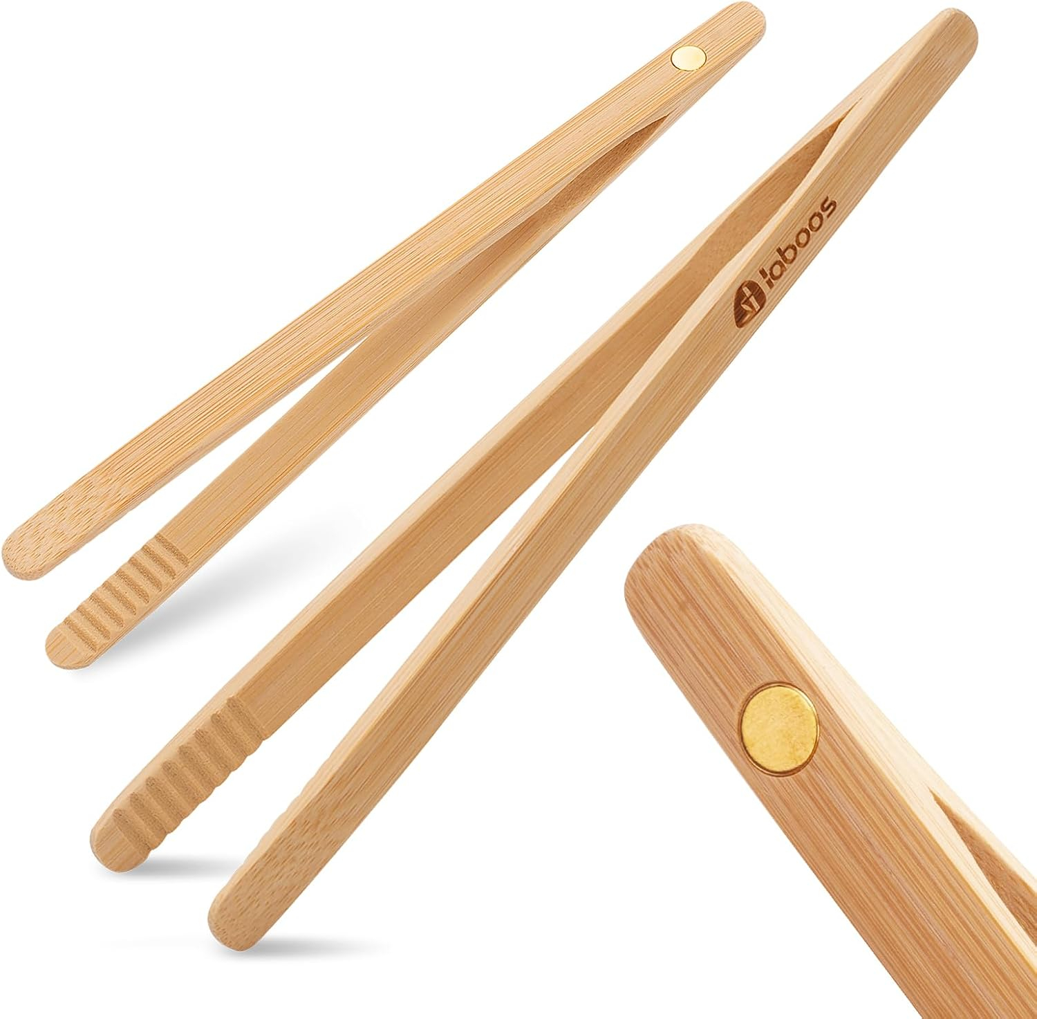 Reusable Classic Bamboo Toast Tongs - Wood Cooking Tong,Ideal for Toaster,Fruits, Bread & Pickles, Kitchen Utensil For Cheese Bacon Muffin Fruits Bread - 8" Long | Set of 2