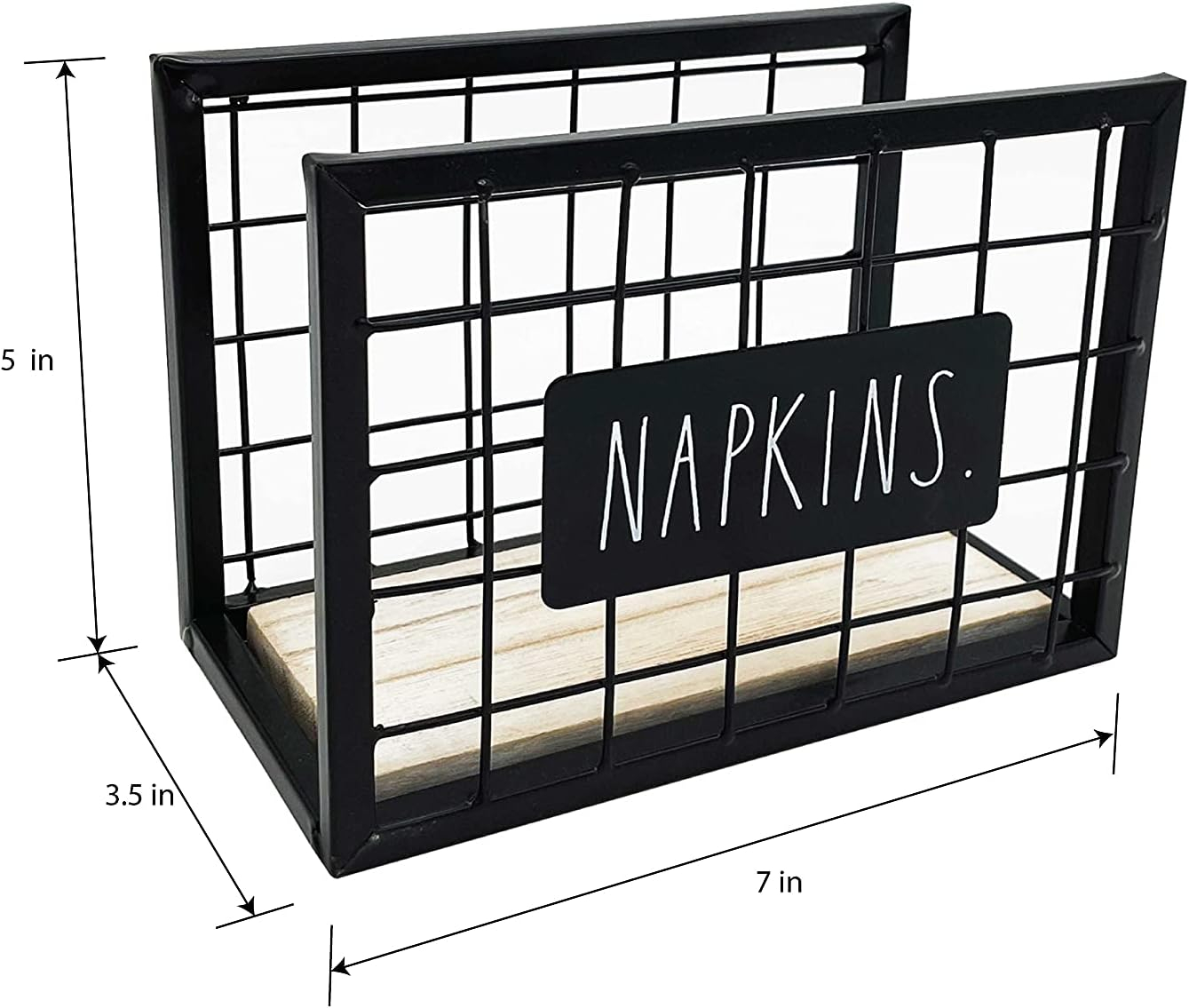 Rae Dunn Rustic Napkin Holder - Farmhouse Napkin Holder with Vintage Black Wire Mesh Design - Napkin Holders for Tables - Kitchen and Home Decor - Restaurant and Bar Accessories