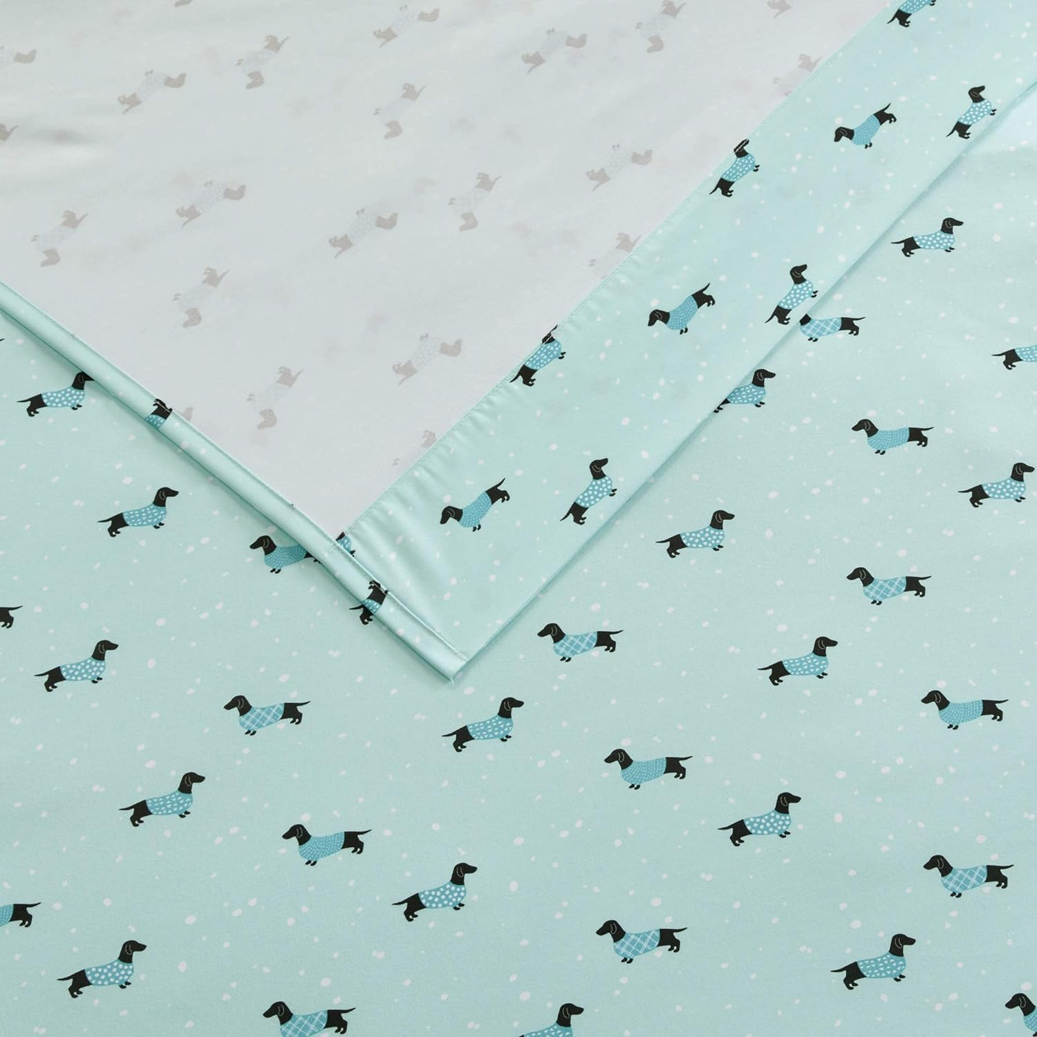 Novelty 4-Piece Aqua Dogs Microfiber Full Print Sheet Set