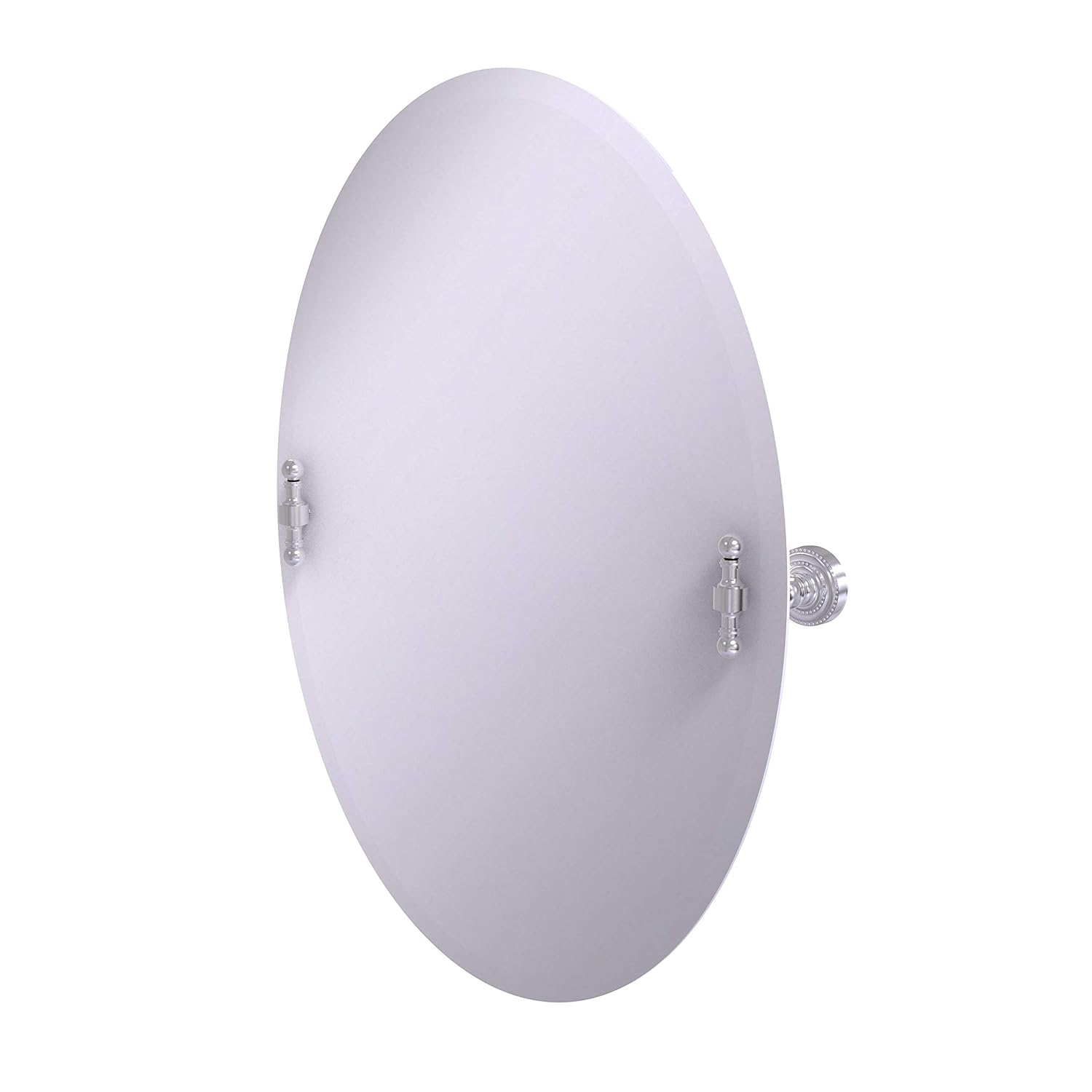 Allied Brass RD-91 Frameless Oval Tilt Beveled Edge Wall Mirror, Satin Chrome