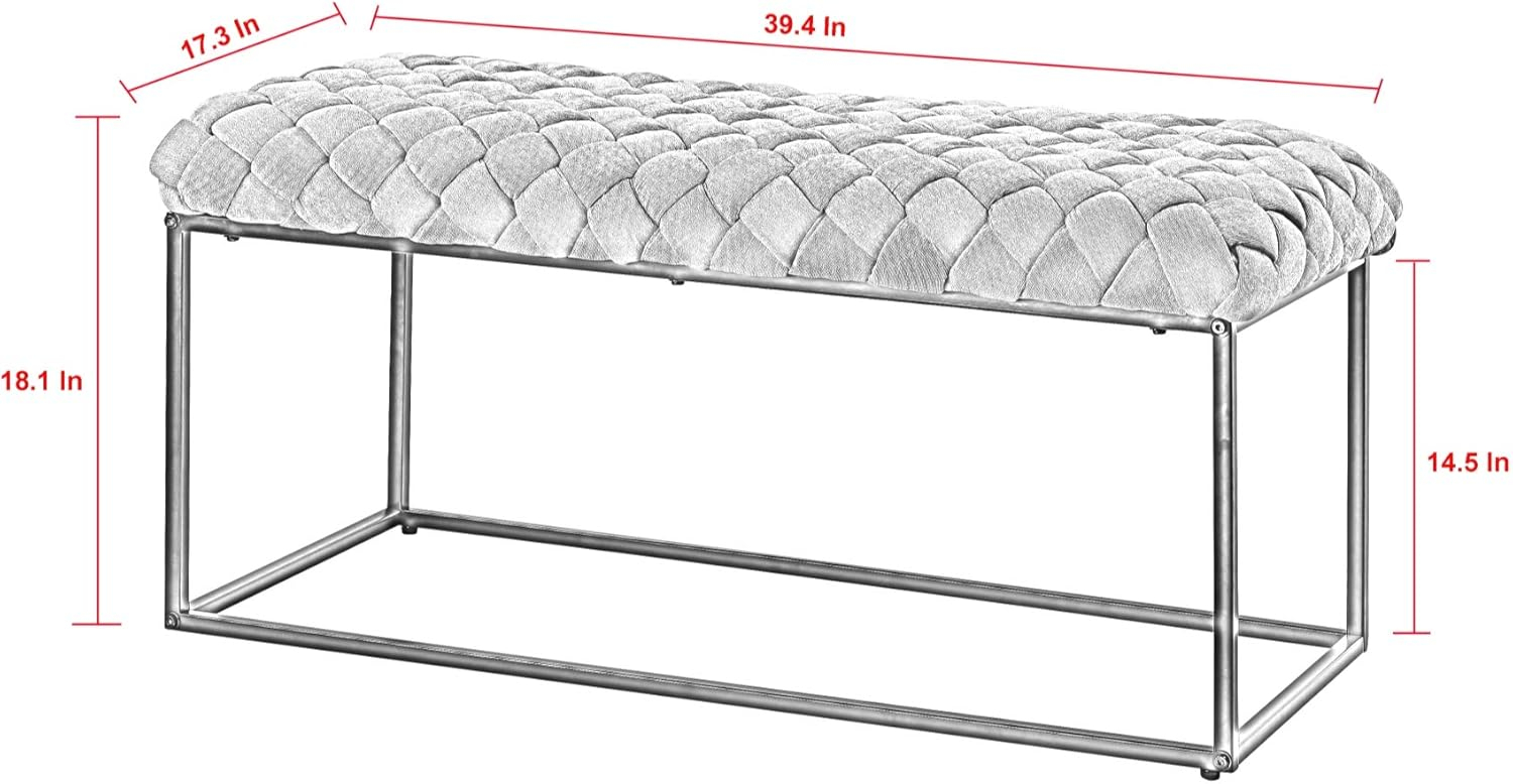 Loft Lyfe Lilah Black Velvet Bench - Upholstered, Hand Woven, Foam Filled