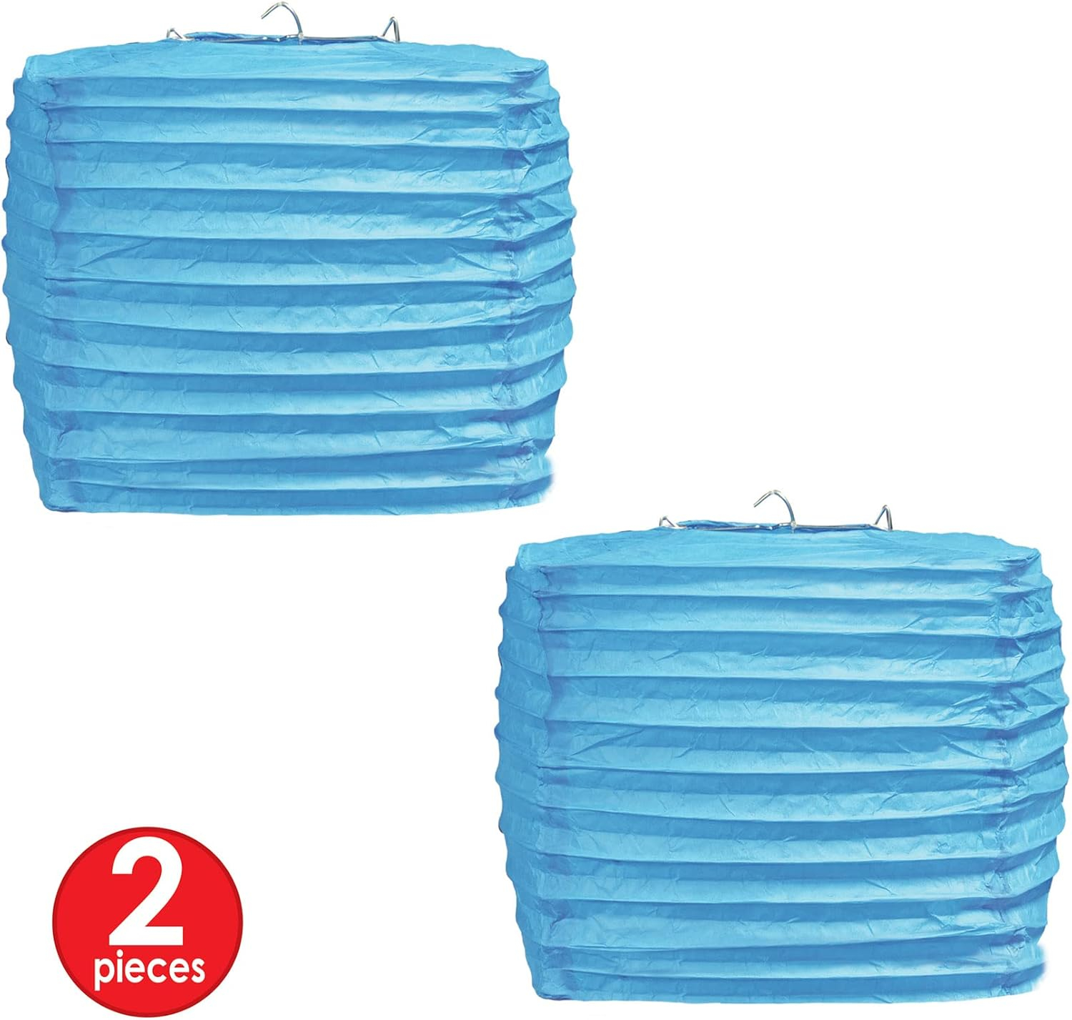 Turquoise Square Paper Lanterns with Metal Supports