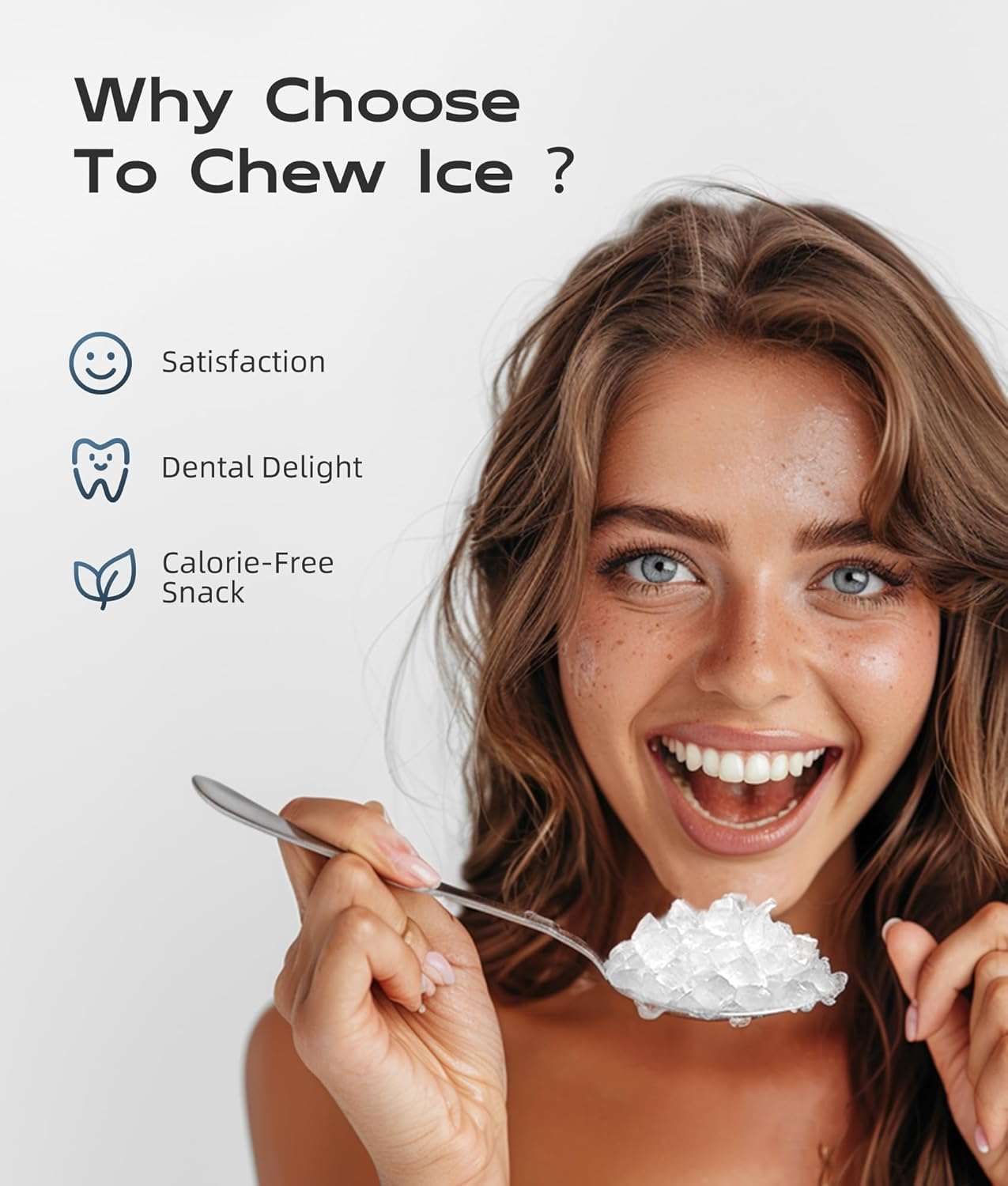 ecozy Nugget Ice Maker Countertop, Ice Maker with 33 lbs/24H, Crushed Pellet Ice Cubes, One-Click Operation Ice Machine with Self-Cleaning, for Party/Kitchen/Bar/Office, Stainless Steel