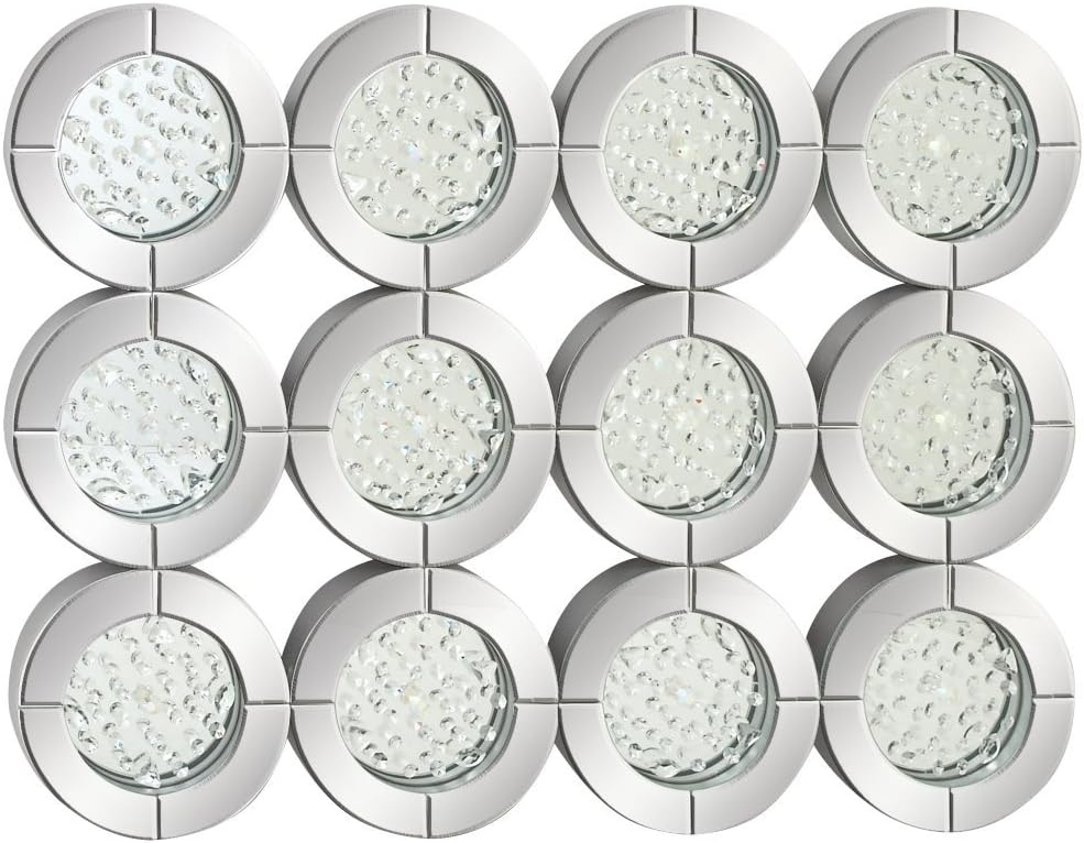 DecMode 39" x 29" Silver Wall Mirror with Floating Crystals
