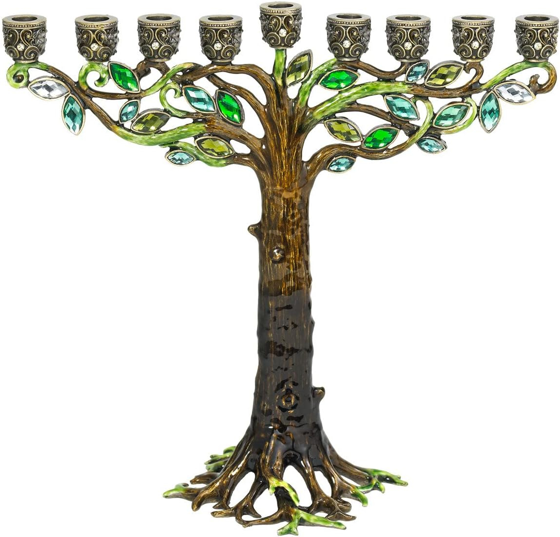 Judaica Jewish Olivia Riegel Hanukkah Chanukah Tree of Life Menorah with Swarovski Crystals