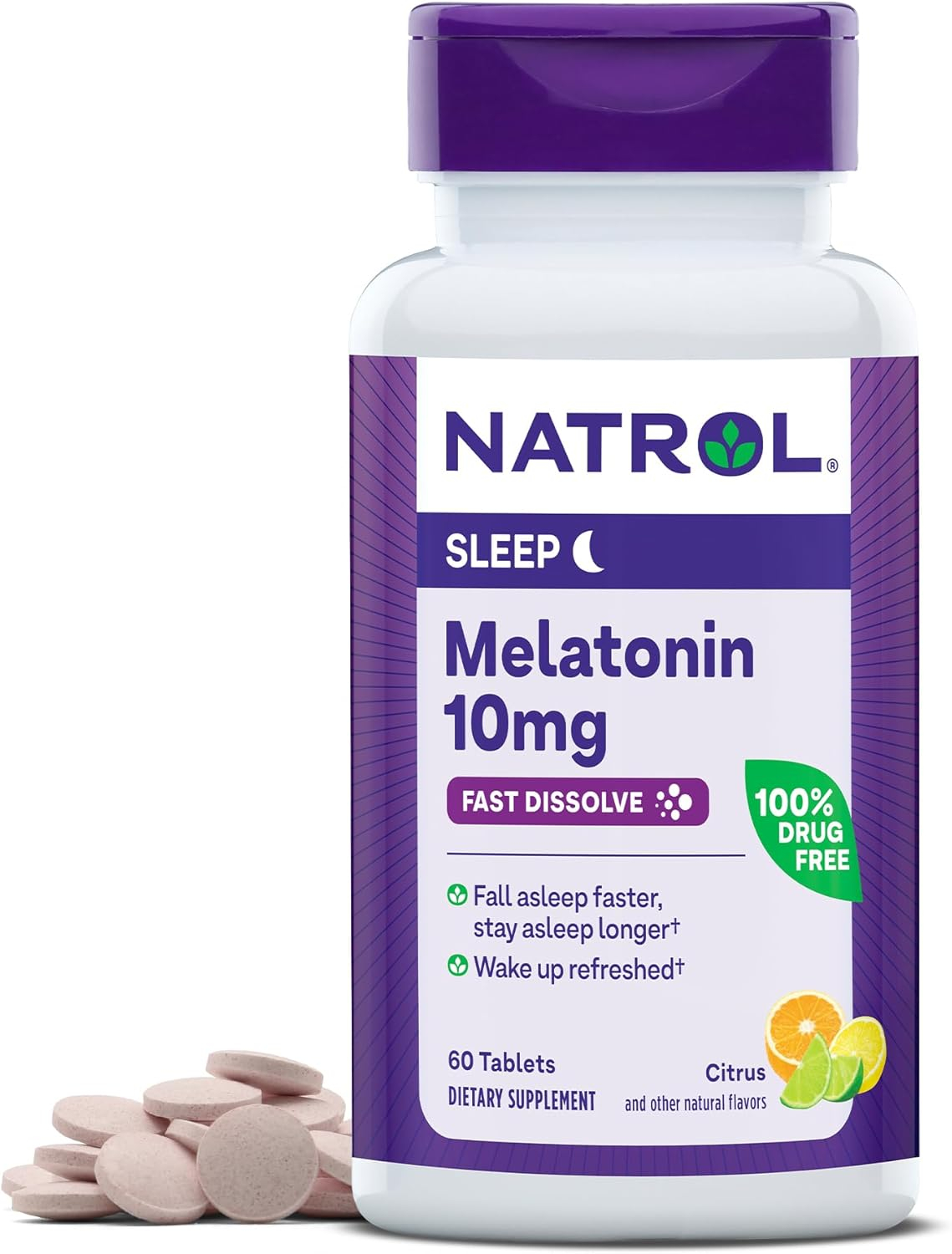 Natrol Melatonin, Citrus, 10 mg, 60 Tablets