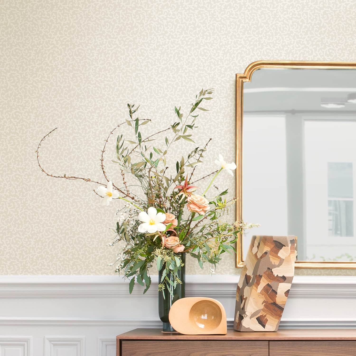 RoomMates Waverly RMK12606PL Savoy Beige Peel and Stick Wallpaper