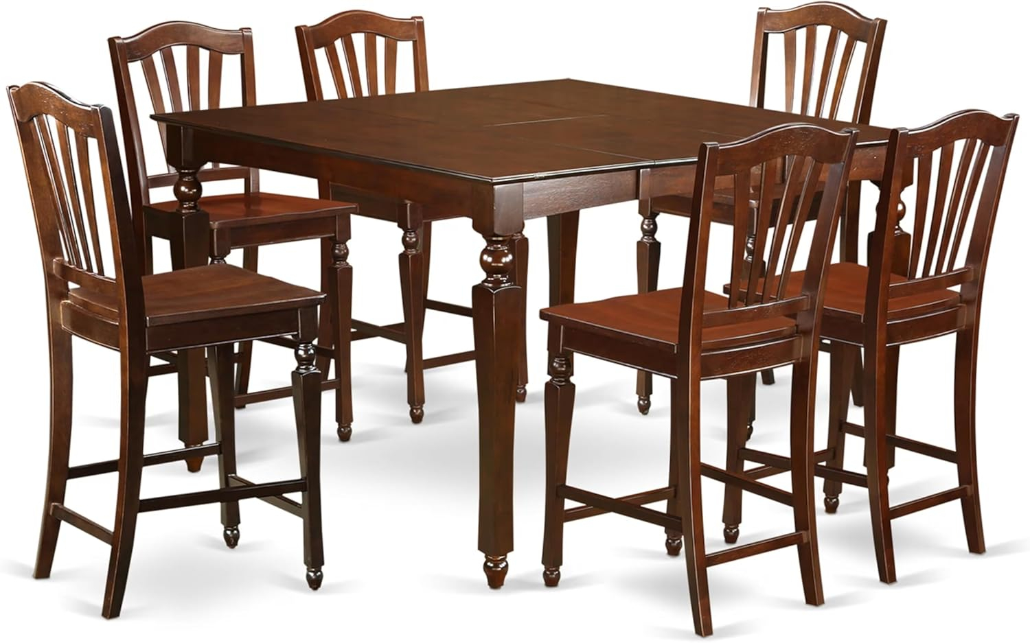 East West Furniture Chelsea 7 Piece High Splat Dining Table Set