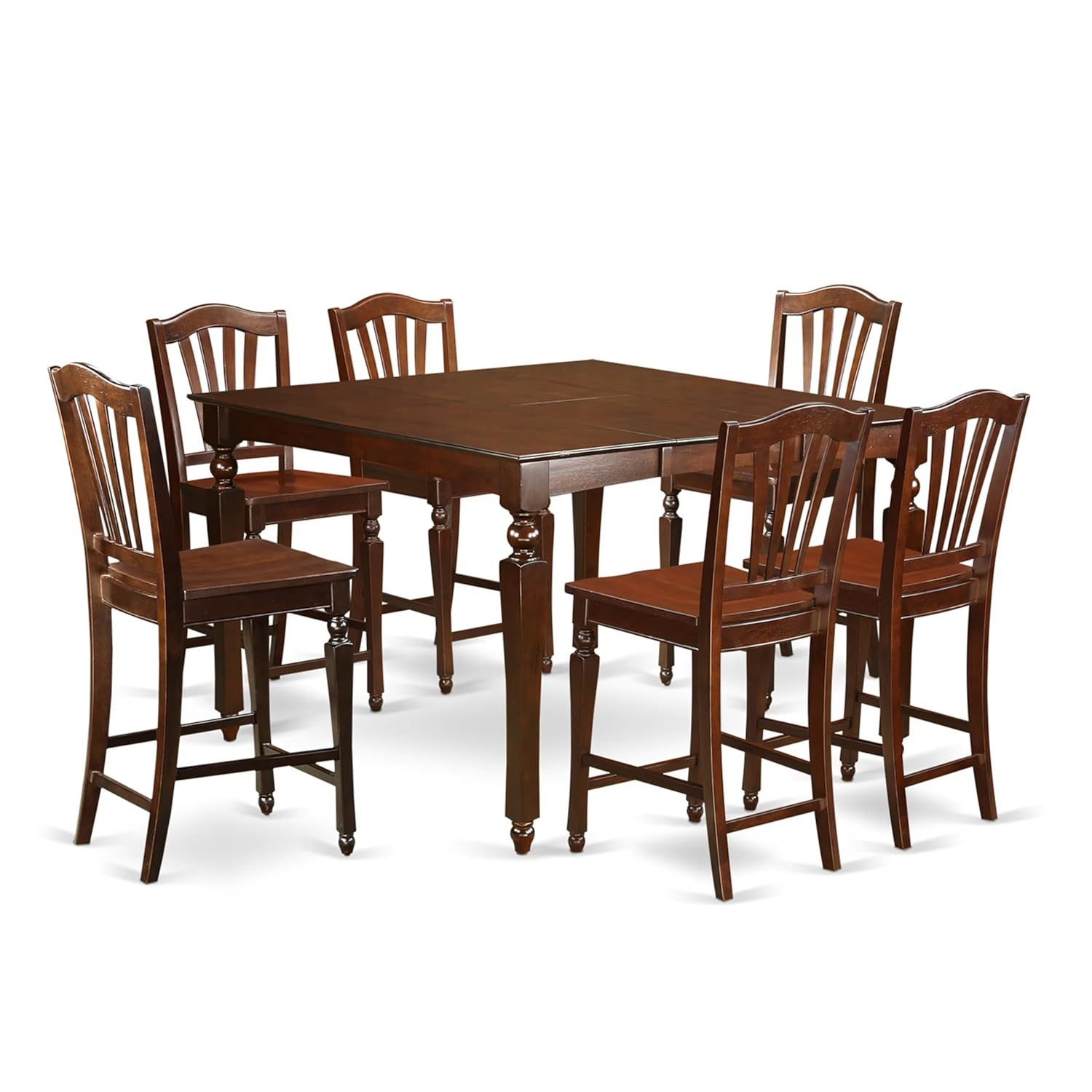 East West Furniture Chelsea 7 Piece High Splat Dining Table Set