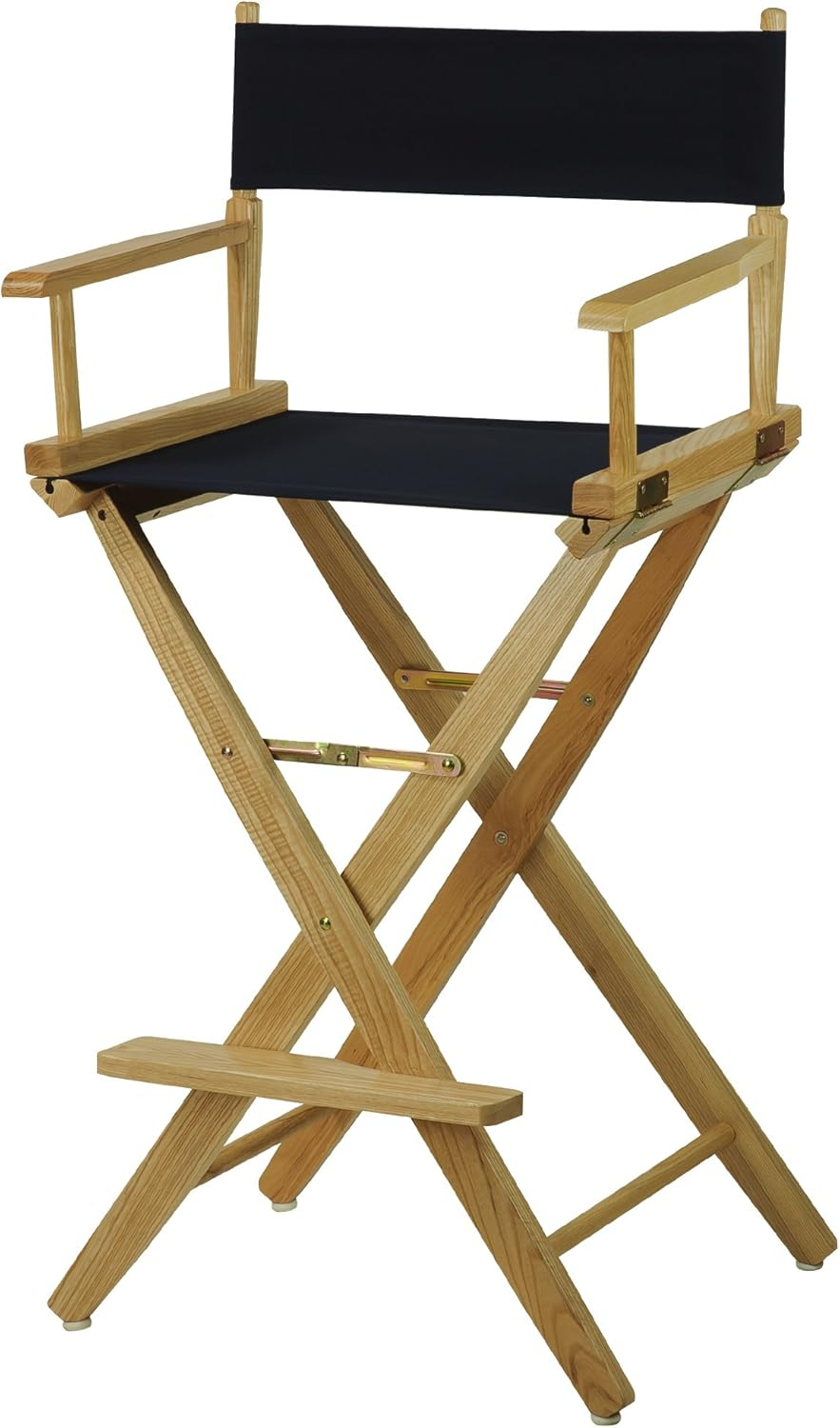 206-30-032-10 30 in. Extra-Wide Premium Directors Chair, Natural Frame with Navy Color Cover