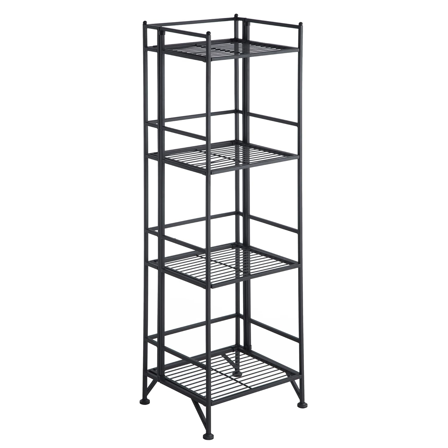 Convenience Concepts XTRA-Storage 4 Tier Folding Shelf in Black Metal Finish