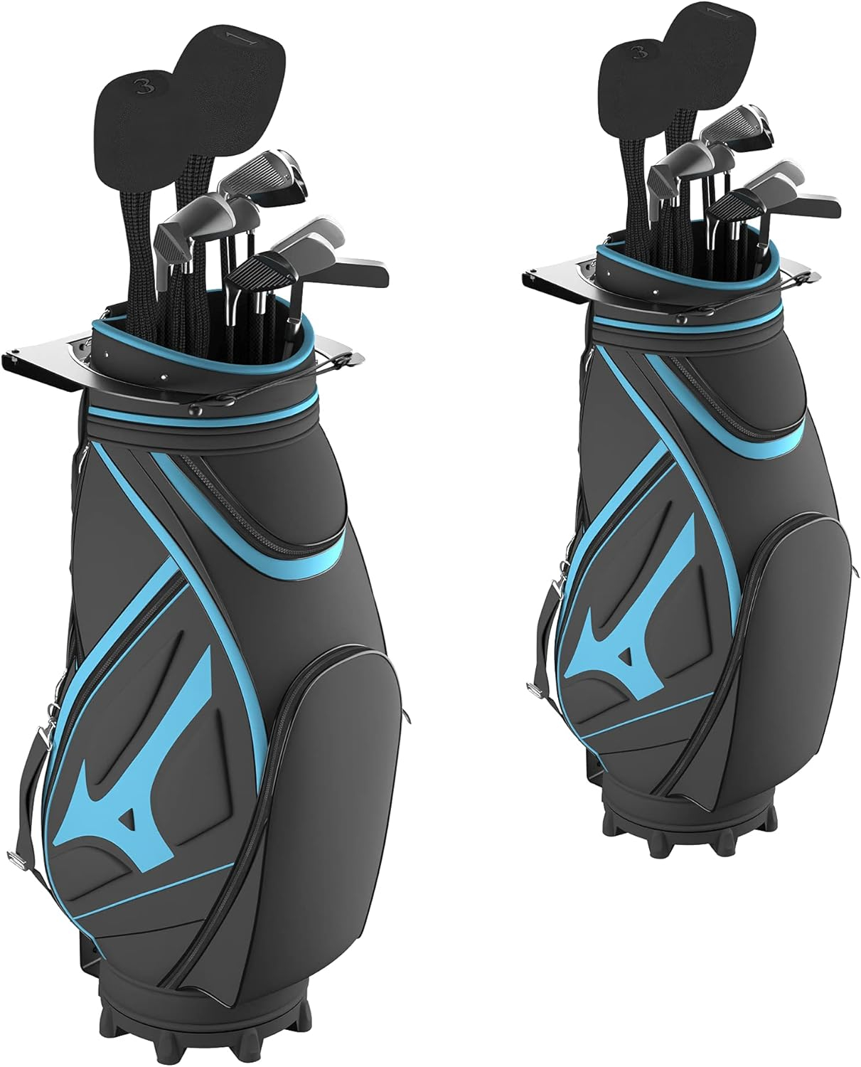 Koova Golf Bag Storage Rack for Two Bags - Wall Mount Garage Organizer for Clubs - Fits Any Size Cart or Stand Bag - Easy to Install - Includes 2 Full Size Golf Bag Racks