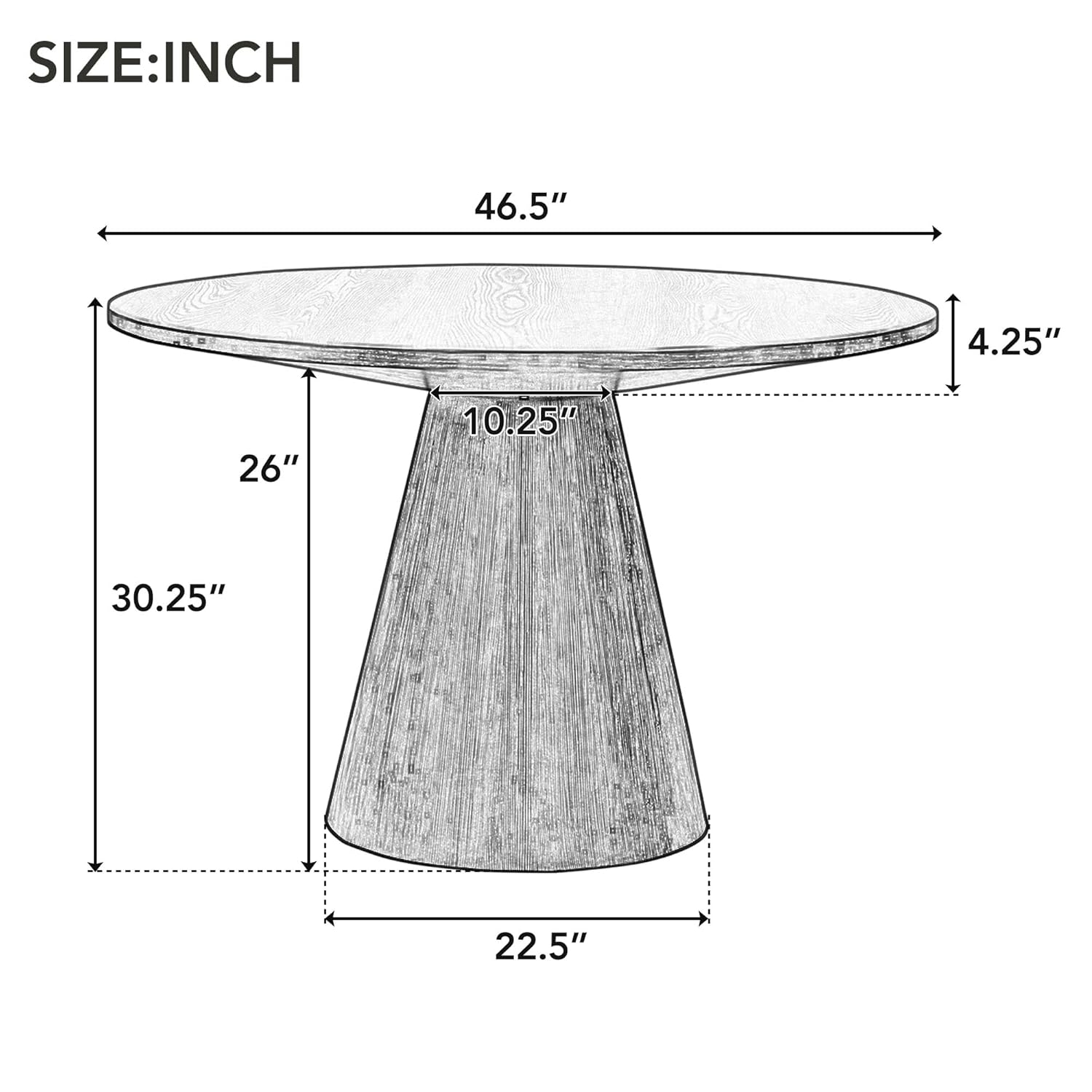 46.5"" Modern Round Dining Table for 4-6,Wooden Round Kitchen Table with MDF Table Top & Pedestal Base,Mid Century Modern Round Dining Table for Dining Room Kitchen,Living Room, Black