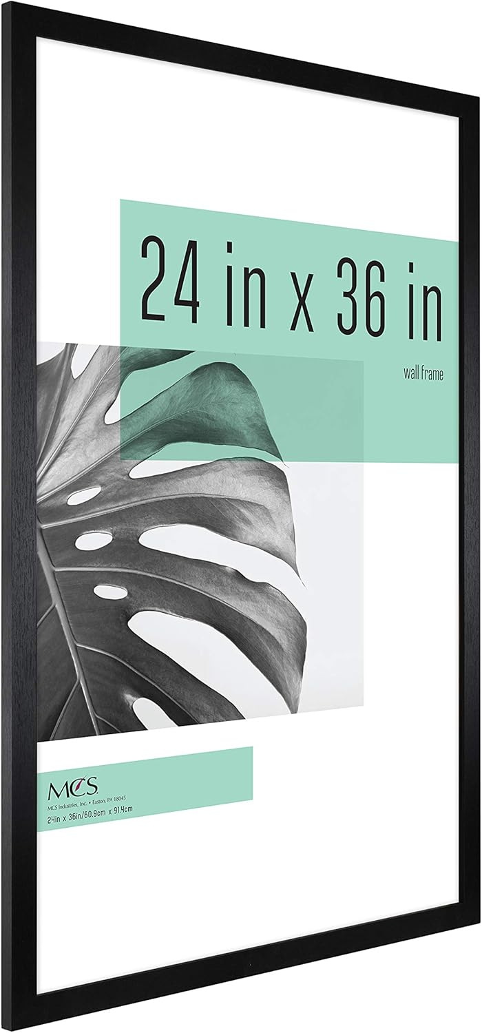 MCS Studio Gallery 24x36 Poster Frame Black Woodgrain, Vertical & Horizontal Wall Hanging Large Picture Frame for Photos, Posters & Art Prints (1-Pack)