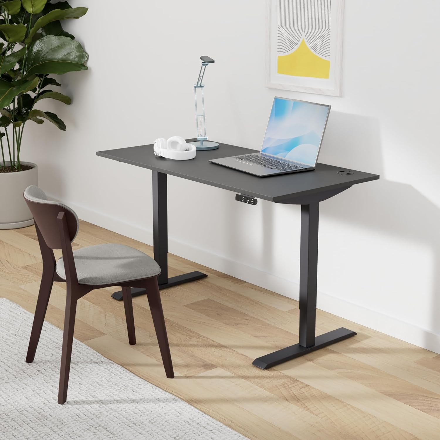 Soohow Electric Standing Desk 48 x 24 Inches Adjustable Height Desk, Dual Motor Stand Up Computer Desk, Black Tabletop (120 x 60 cm), Black Frame for Home Office