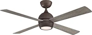Fanimation Kwad 52 Matte Greige Ceiling Fan with Reversible Blades & LED Light Kit