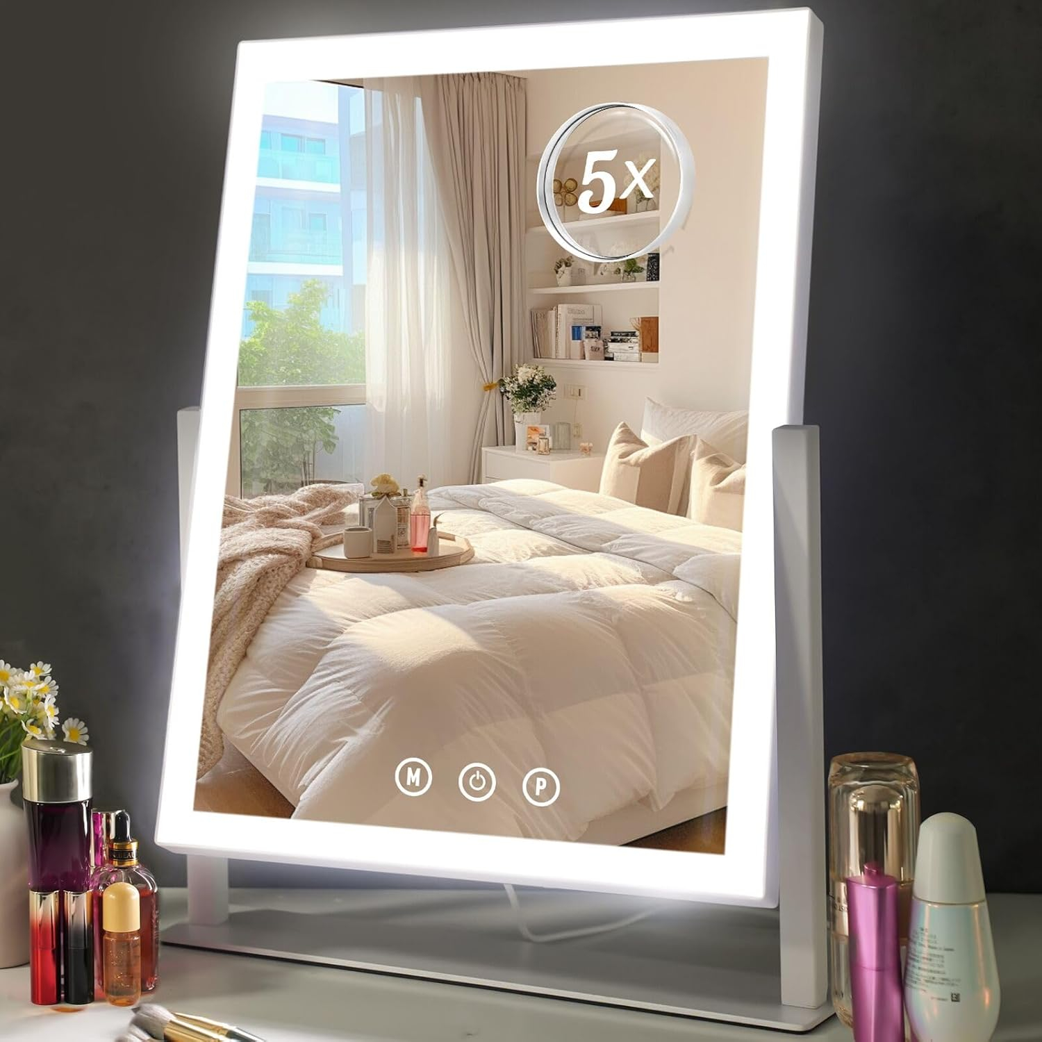Hollywood Vanity Mirror with 5X Magnification and LED Lighting