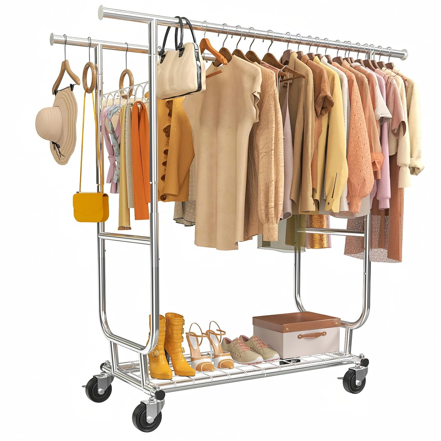450 lbs Heavy Duty Clothing Garment Rack with Wheels