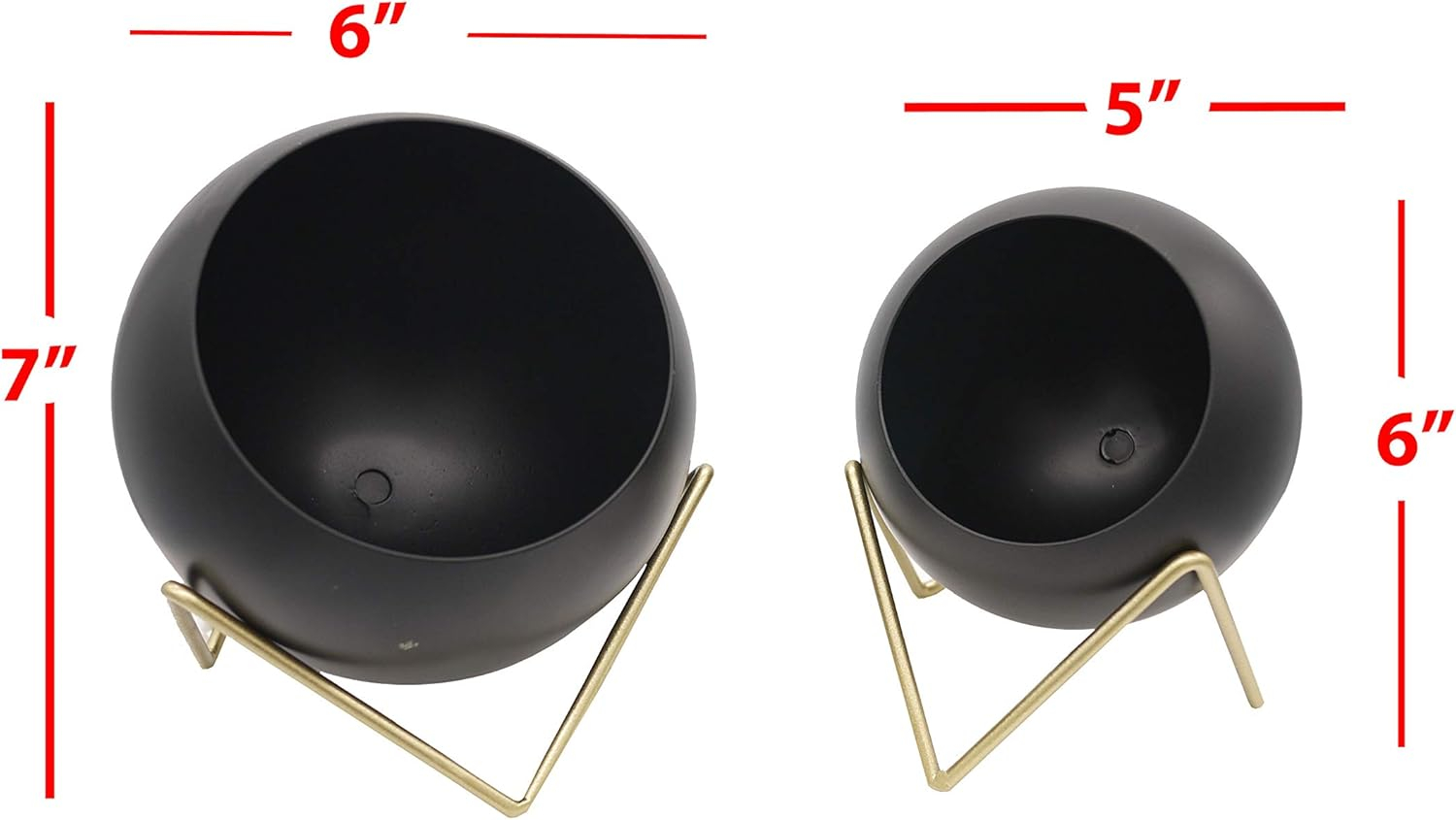Admired by Nature  Spherical Planter, Gold & Black - Set of 2