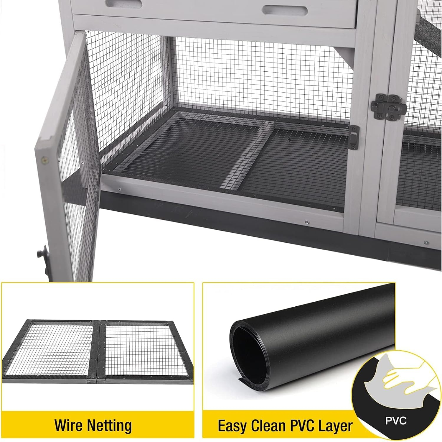 Aivituvin Chicken Coop Rabbit Hutch Outdoor Bunny Cage Indoor with Removable Bottom Wire Mesh Rabbit Cage with UV Panel 53.4" L x 23.6" W x 38.1" H