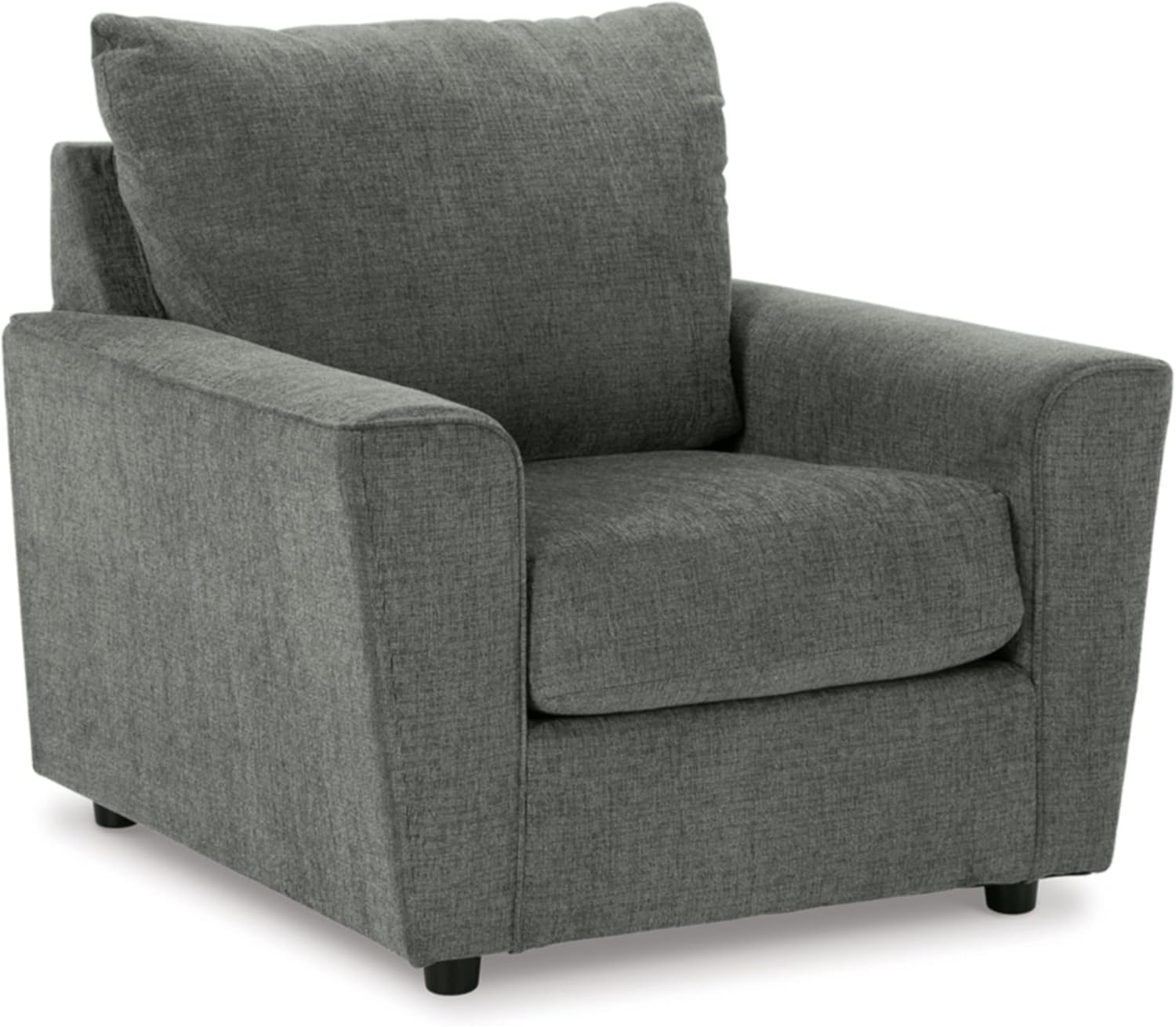 Gray Chenille Contemporary Stationary Chaise with Wood Legs