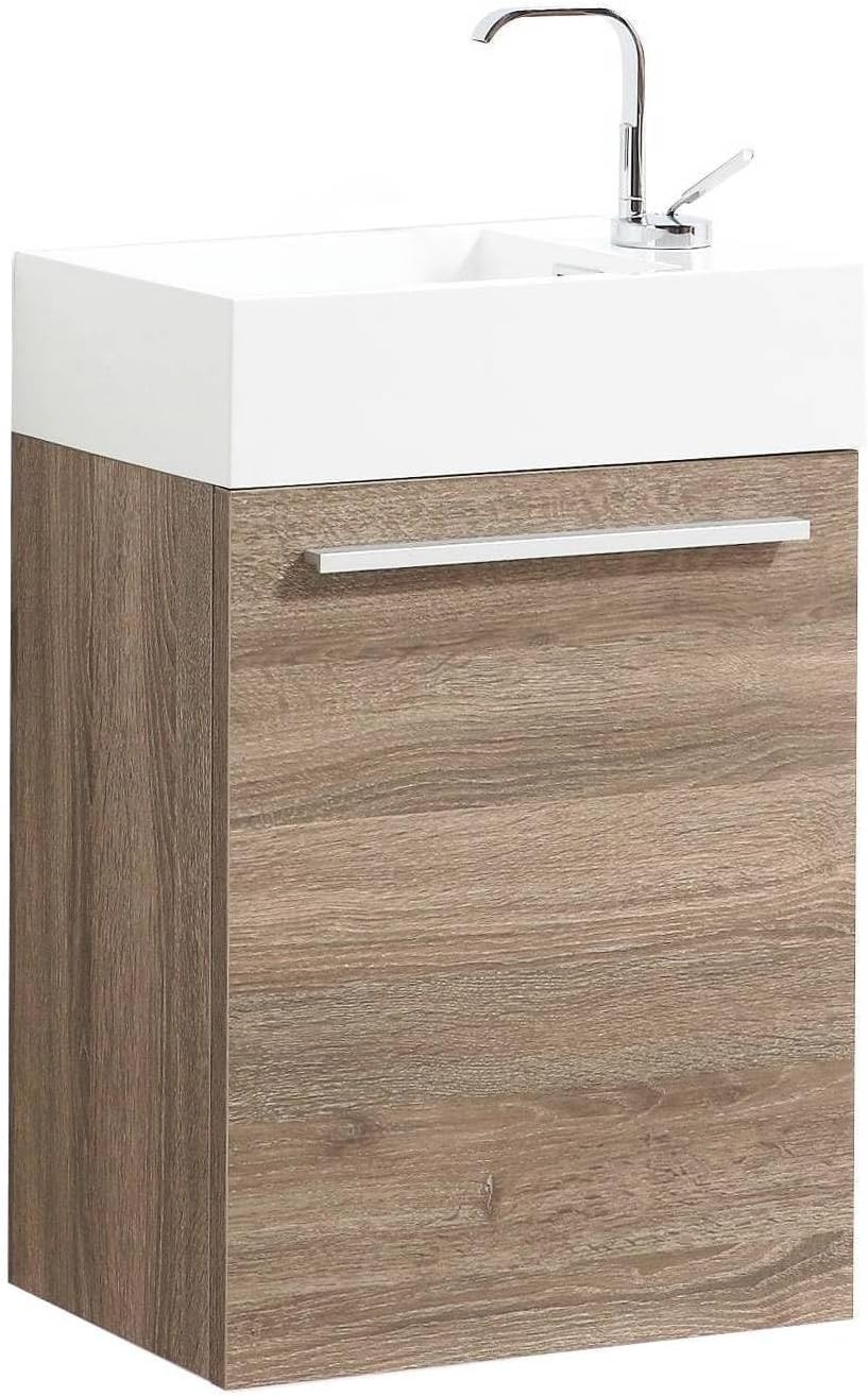 18 Inch Vanity with Acrylic Sink - Cart Oak