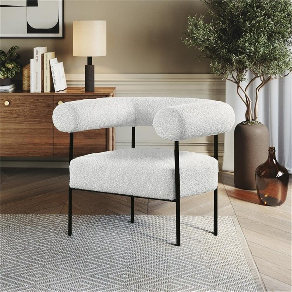 Meridian Furniture Blake Cream Boucle Fabric Accent Chair