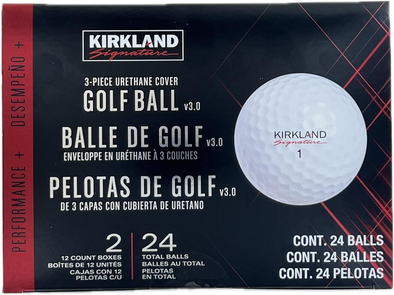 Kirkland Signature 3-Piece Urethan Cover Golf Ball, 24 Balls