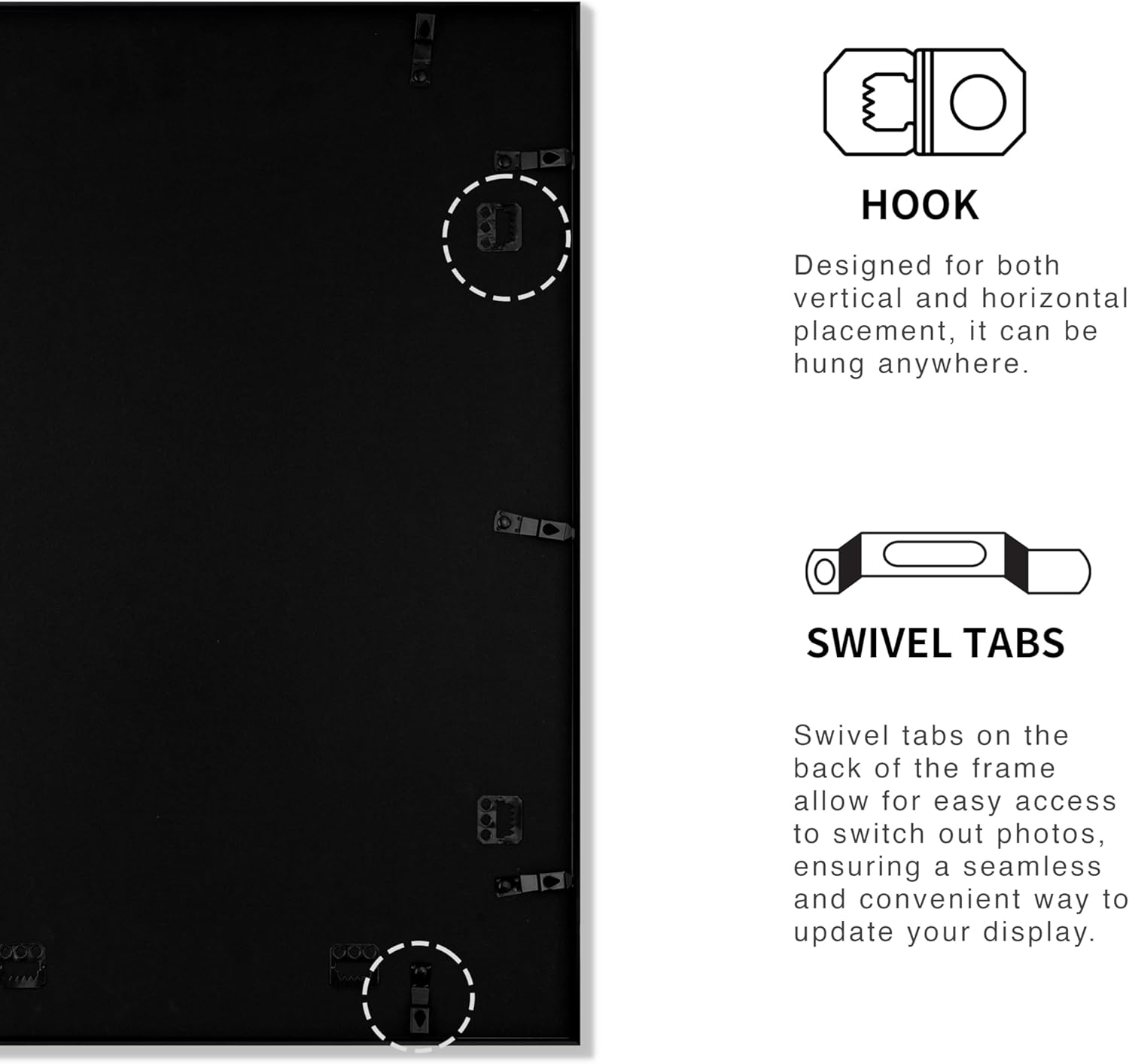 18x24 Frame Black Metal Picture Frame, Poster Frames Shiny Brushed Aluminum Photo Frame for Art Gallery Wall Tabletop Decor