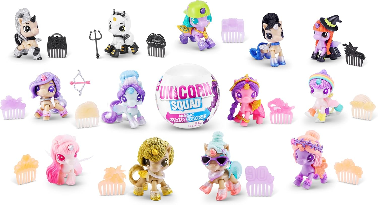 5 Surprise Unicorn Squad Series 7 (2 Pack) by ZURU Magic Color Change, Glowing Fairies, Collectibles Mini Unicorn Toys