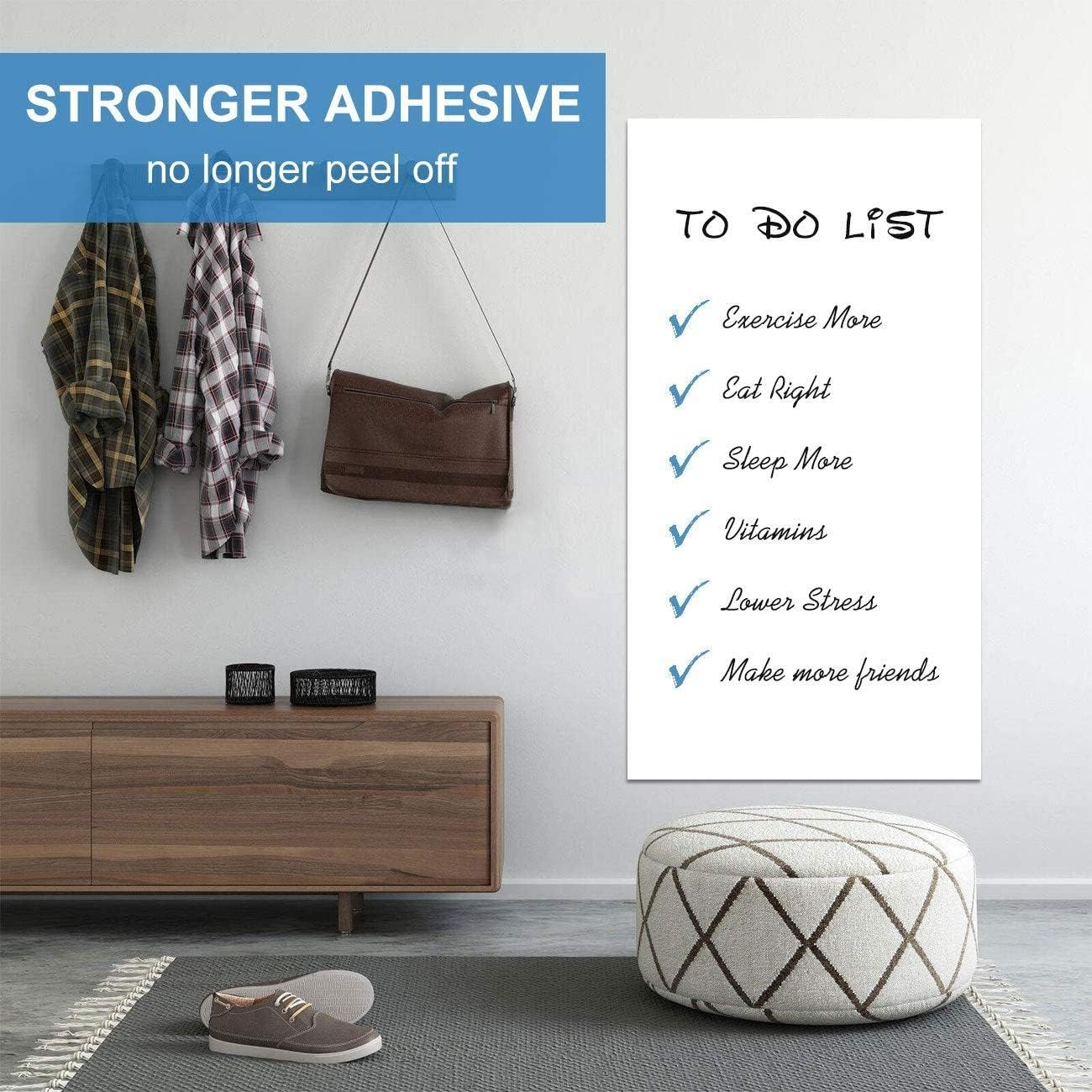 White Board Wallpaper, Whiteboard Roll, Stick on White Boards for Wall, 1.5x11ft Peel and Stick Dry Erase Roll, Stain-Proof, Super Sticky Whiteboard Sticker Wall Decal for Wall/Table/Door, 2 Rolls