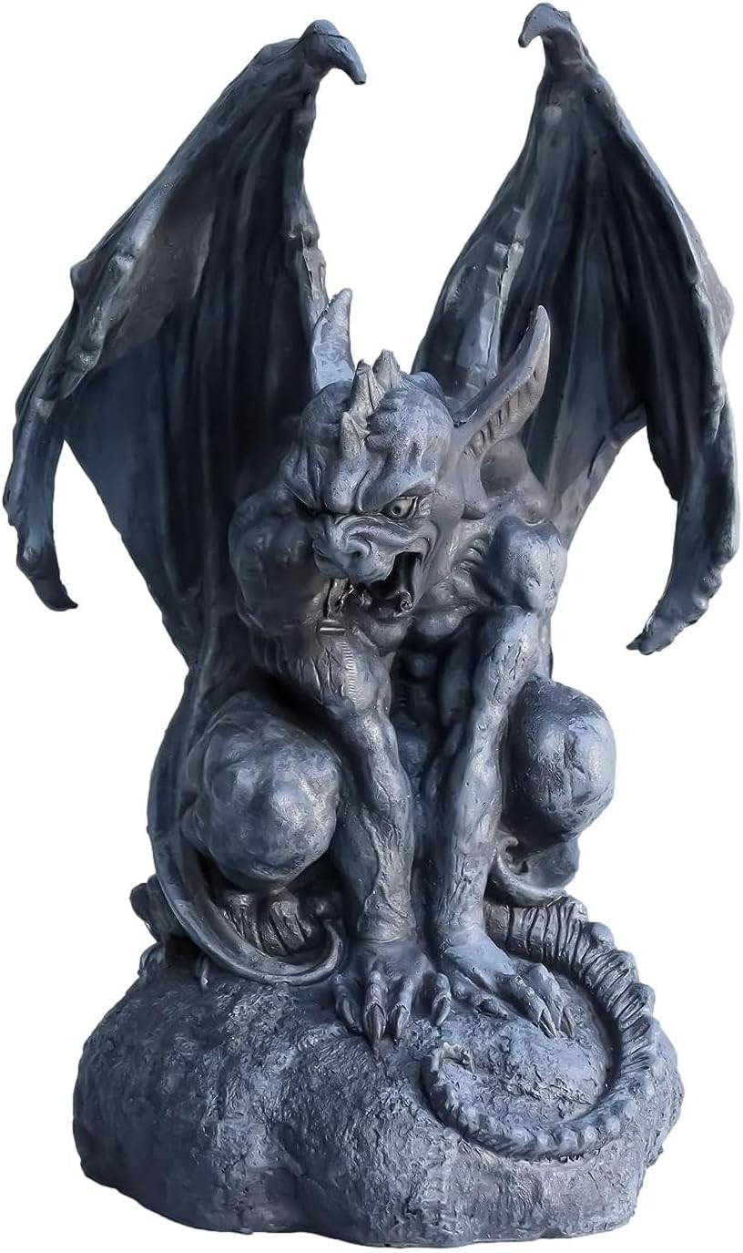Gray Resin Gothic Guardian Gargoyle Statue 6" High