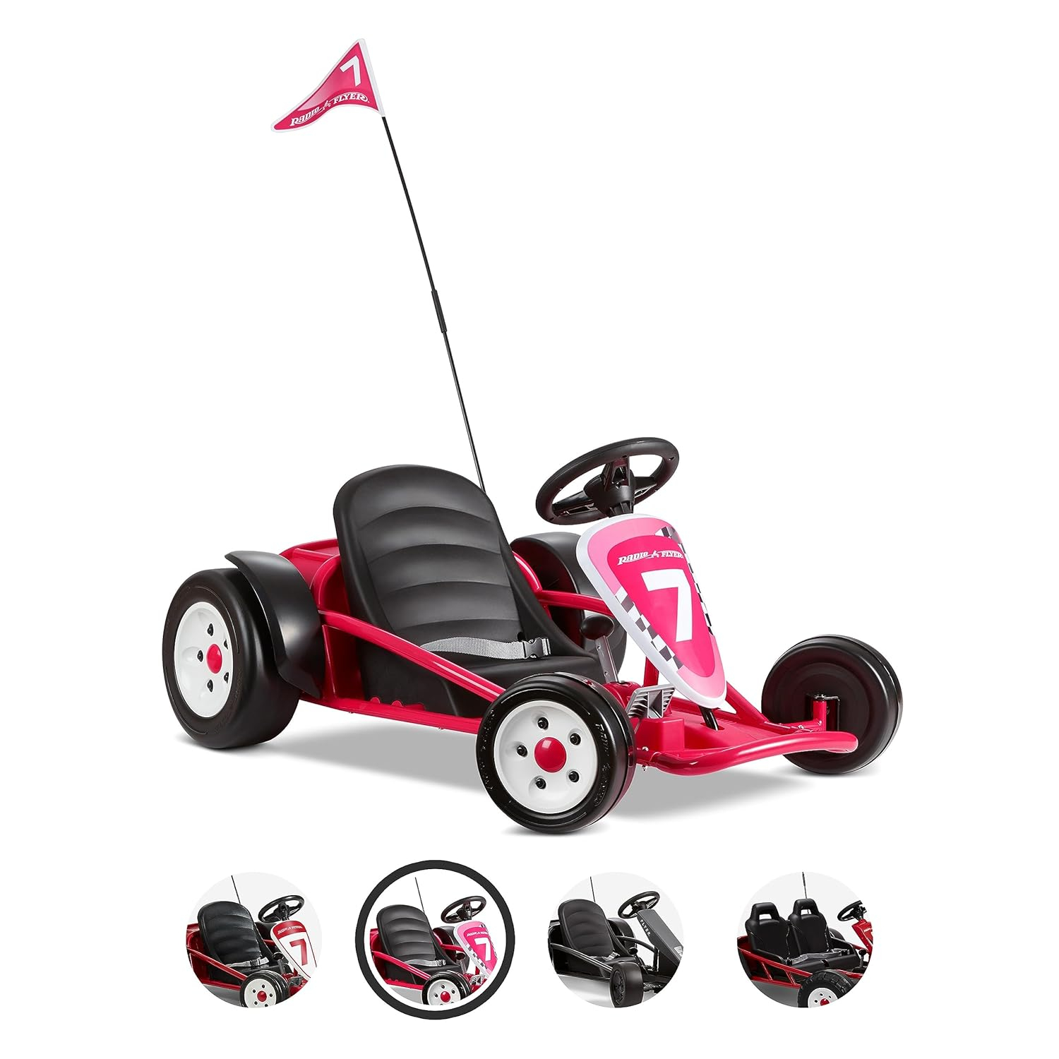 Radio Flyer Ultimate Go-Kart Kids Ride-On Toy, 24 Volts, Outdoor Fun with 3 Speed Settings and Automatic Braking, Pink