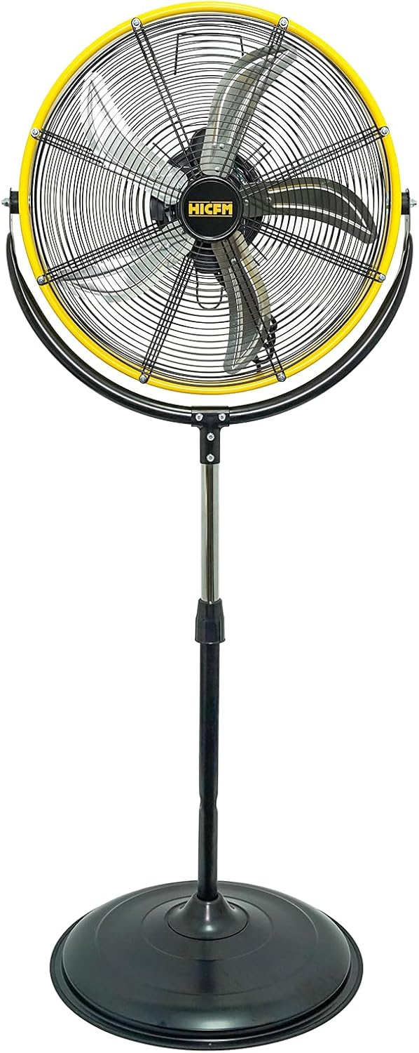20" Yellow Aluminum Pedestal Fan with Adjustable Height