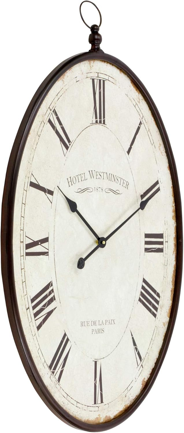 Aspire Home Accents Ines Large Oval Wall Clock - 36"H x 23.5"W x 1.5"D