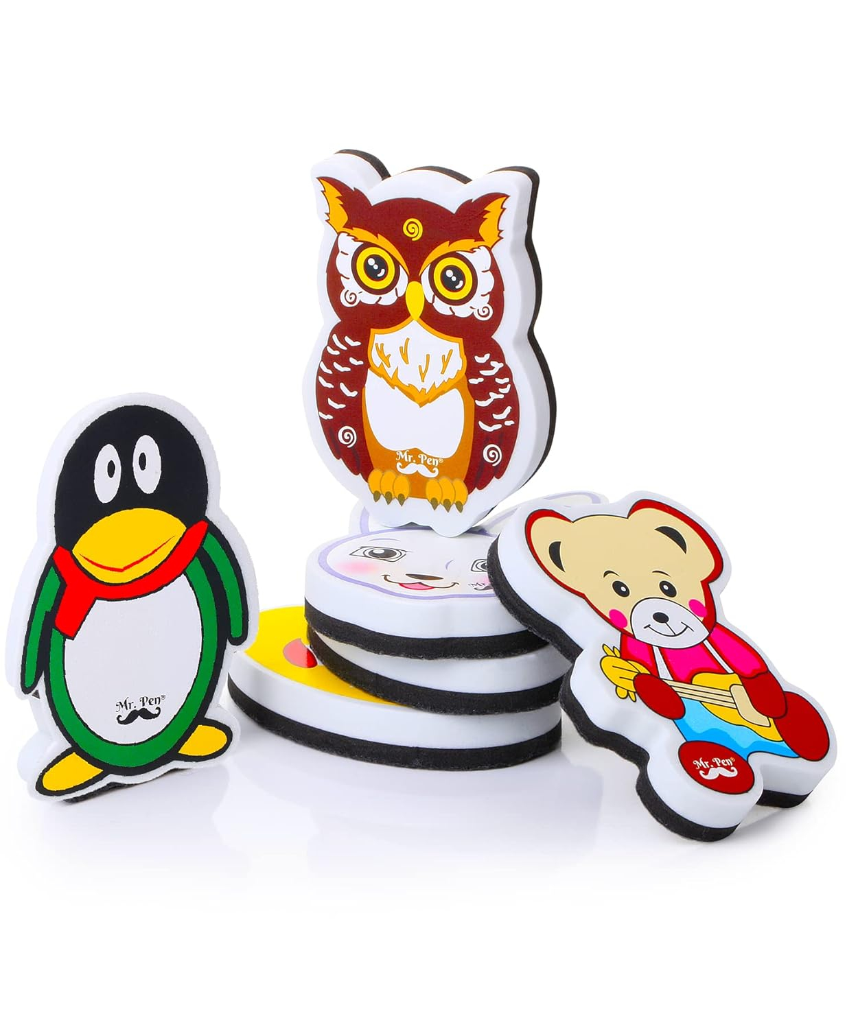 Mr. Pen- Cute Dry Erase Erasers, 6 Pack, Animal Shaped Whiteboard Erasers, Magnetic Eraser for Dry-Erase Boards