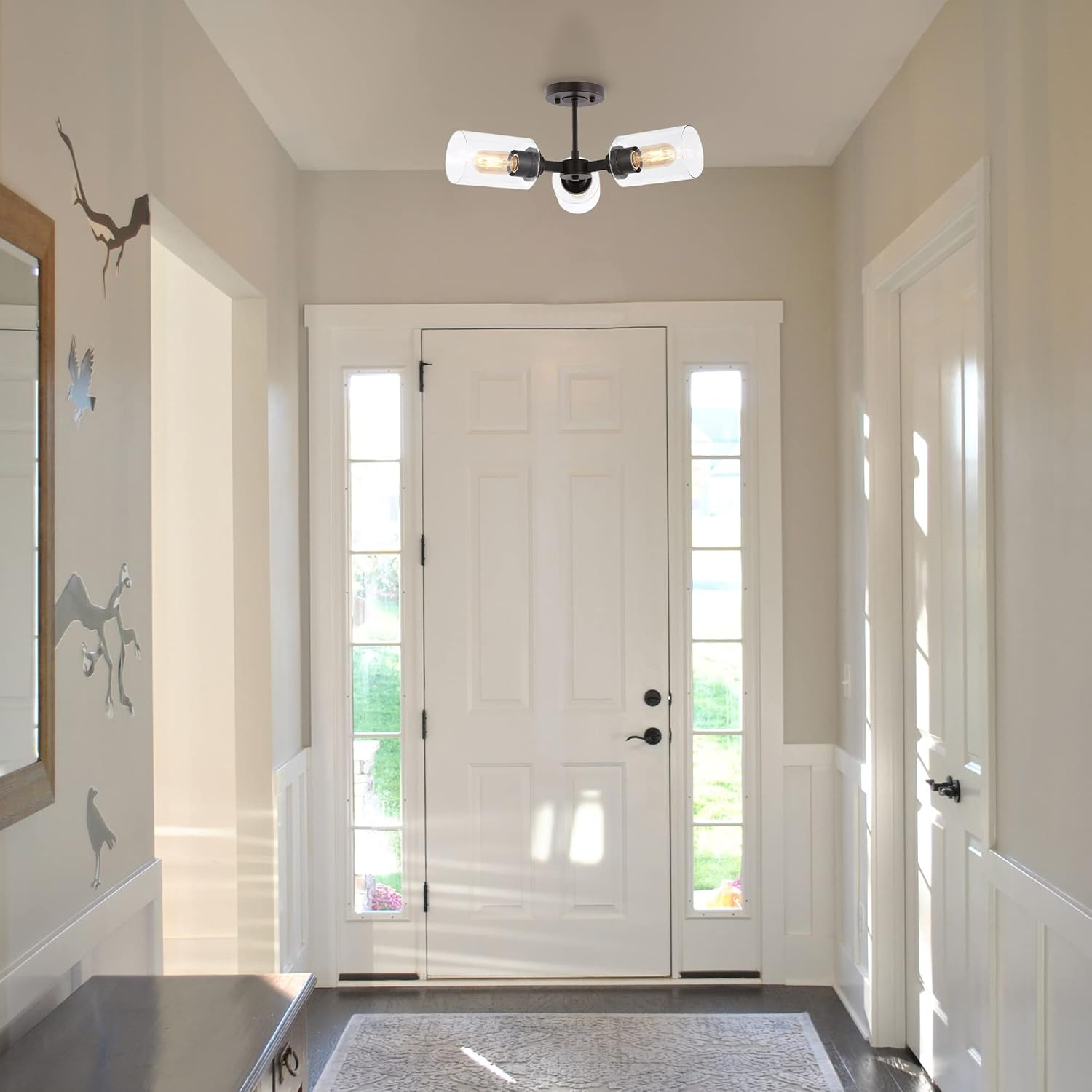 JONATHAN  Y Jaymes 20" Iron Cylinder Industrial Transitional 1 -Light 20.0-in Oil rubbed Bronze Semi Flush Mount Light