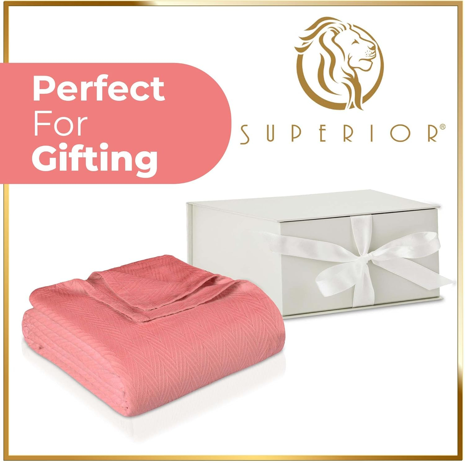 Superior Metro Chevron Zig-Zag All-Season Cotton Blanket, Throw (Non-Standard), Coral