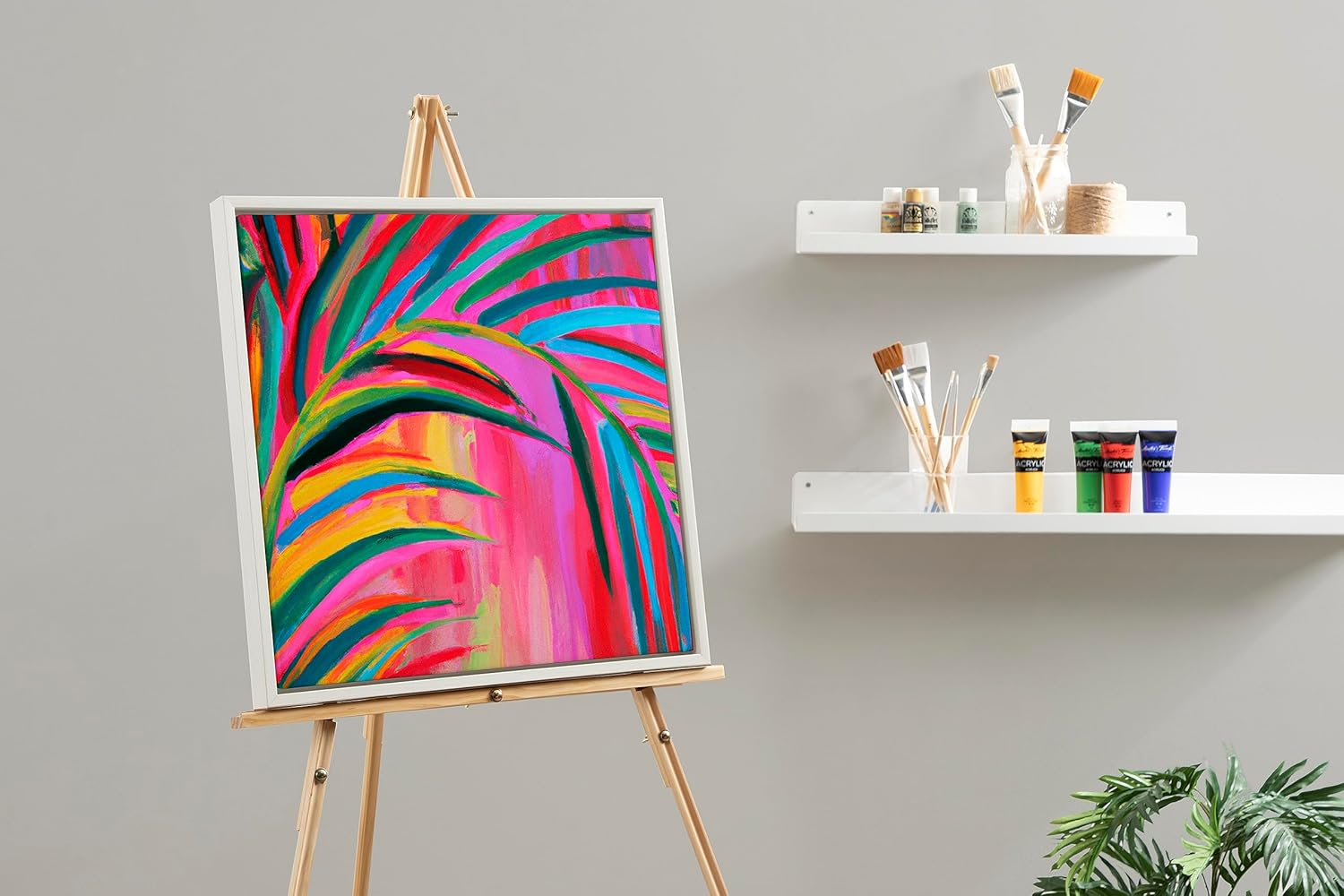 Kate and Laurel Sylvie Blank Framed Canvas Wall Art, 22x22 White, Modern Empty Canvas for Paint-Your-Own Art, Premium Canvas Already Framed