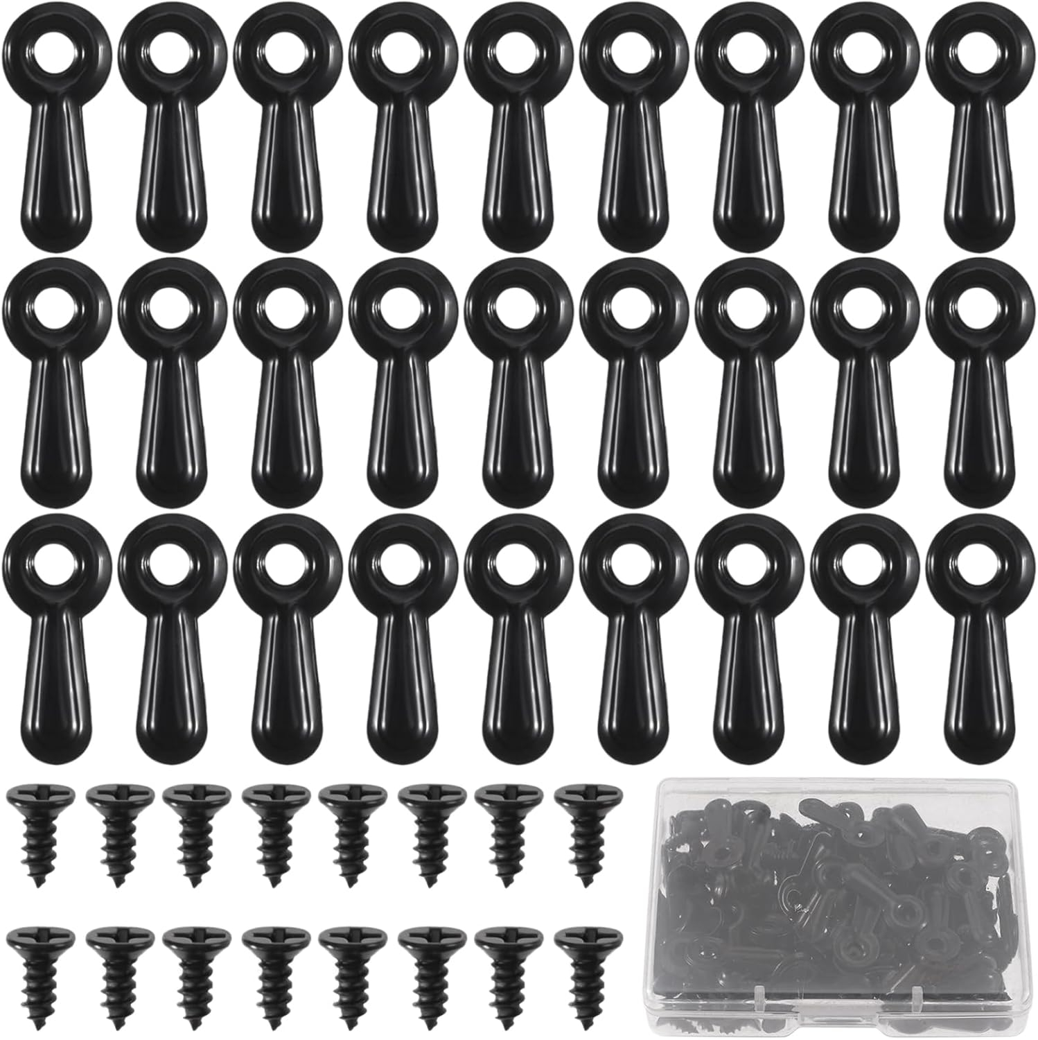 Uxcell 100 Uds. Sujetadores con Botones Giratorios para Marco de Fotos, 100 Uds., Tornillos, Clips de Respaldo para Marco de Fotos para Colgar, Negro