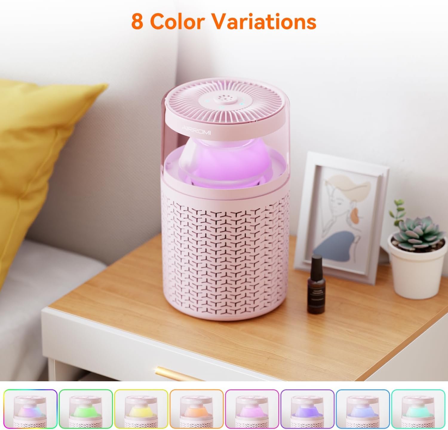QUALITY FLOORING INC. Air Purifiers For Bedroom Home,Up To 658 Ft²,Activated Carbon Filter Cleaner,With Fragrance Sponge For Better Sleep,Night Light,Pet Dander,Allergies,Smoke,Odor,Desktop Air Cleaner