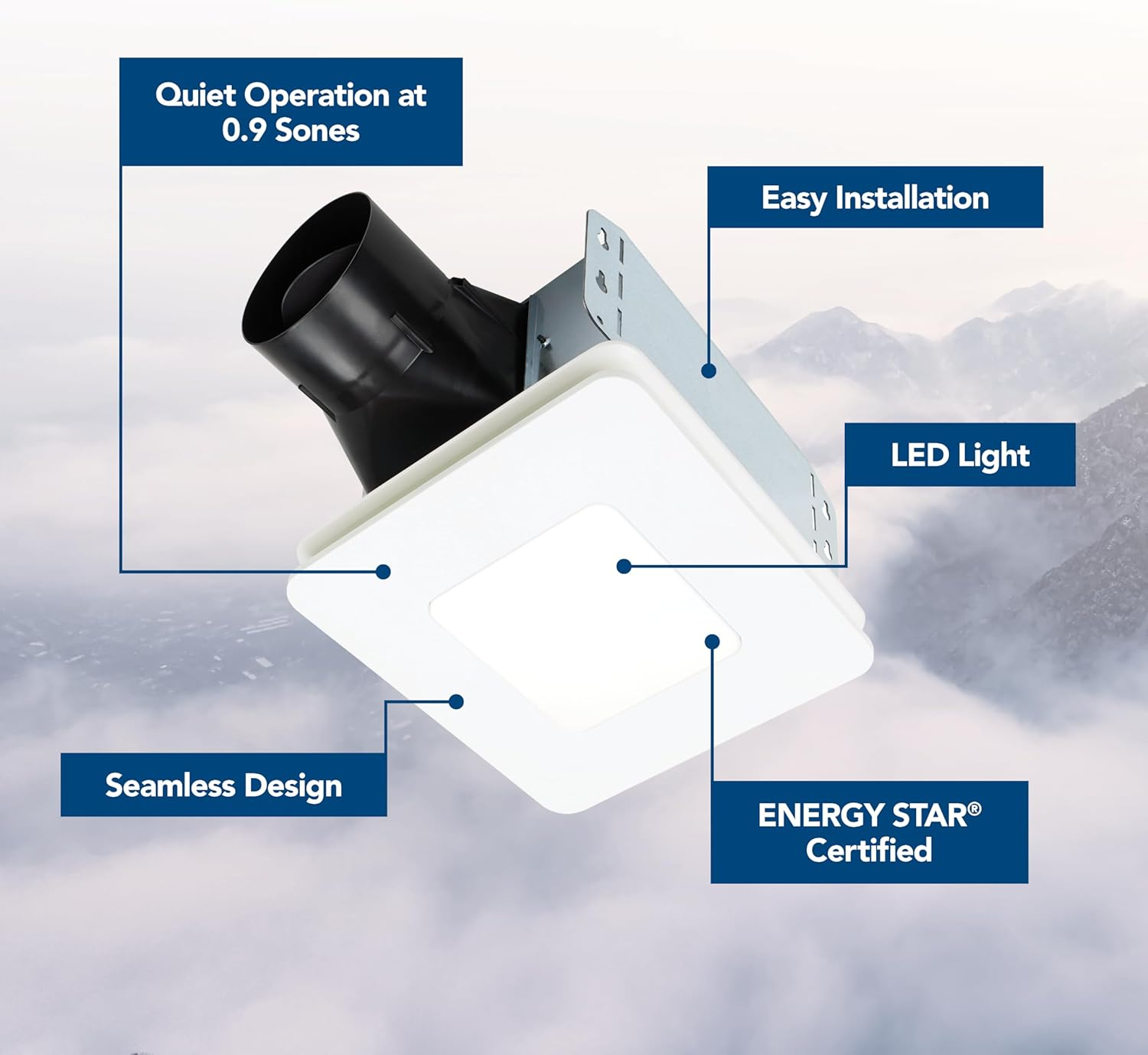 Broan Bel6 Roomside 60 Cfm 0.9 Sone Ceiling Mounted Energy Star Certified Bath Fan - White