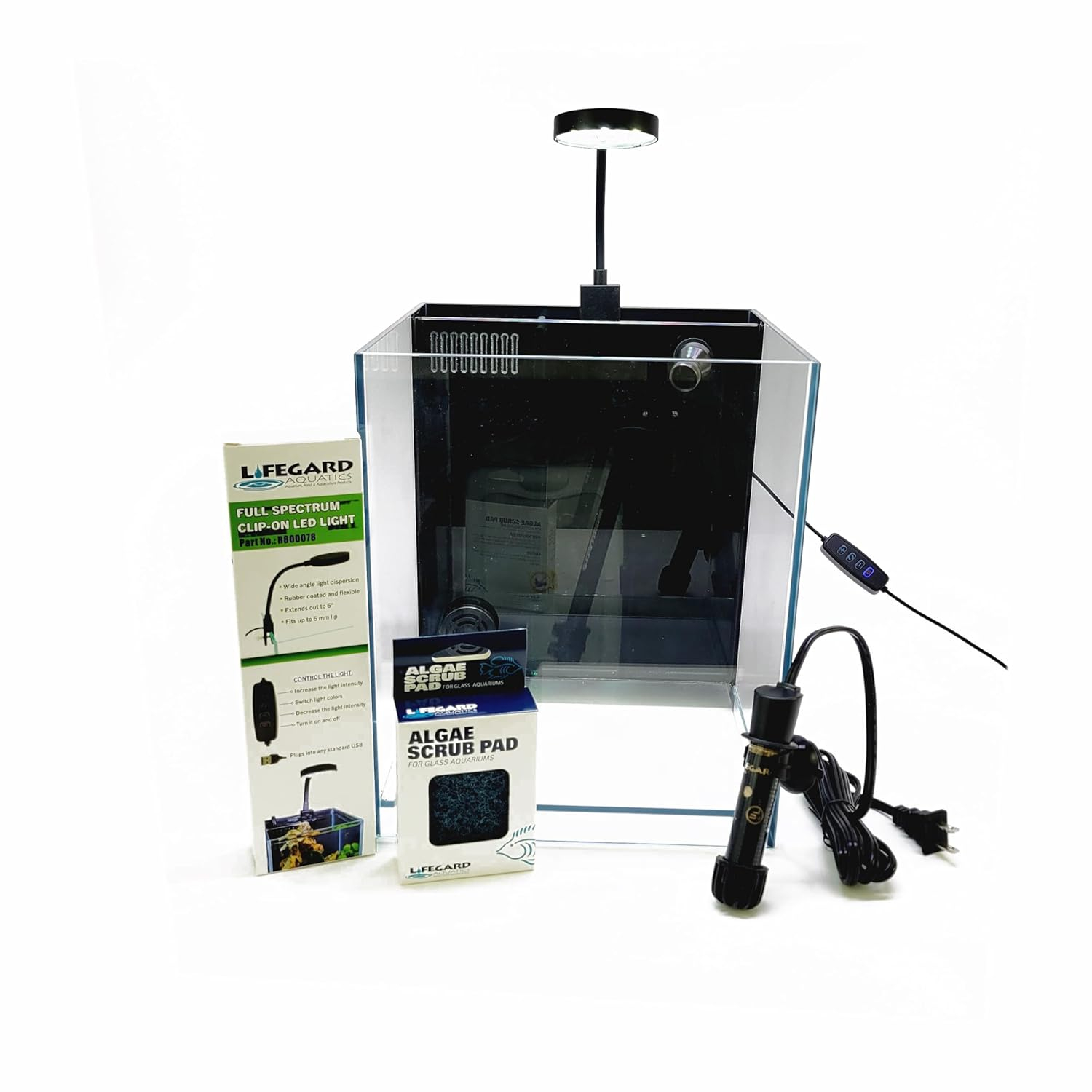 Lifegard Low Iron Ultra Clear Crystal Aquarium with Built in Filter ��������������������������� Rimless Glass, Beveled Edge, Elevated Style ��������������������������� Direct Jet Flow ��������������������������� 8.3 GPH