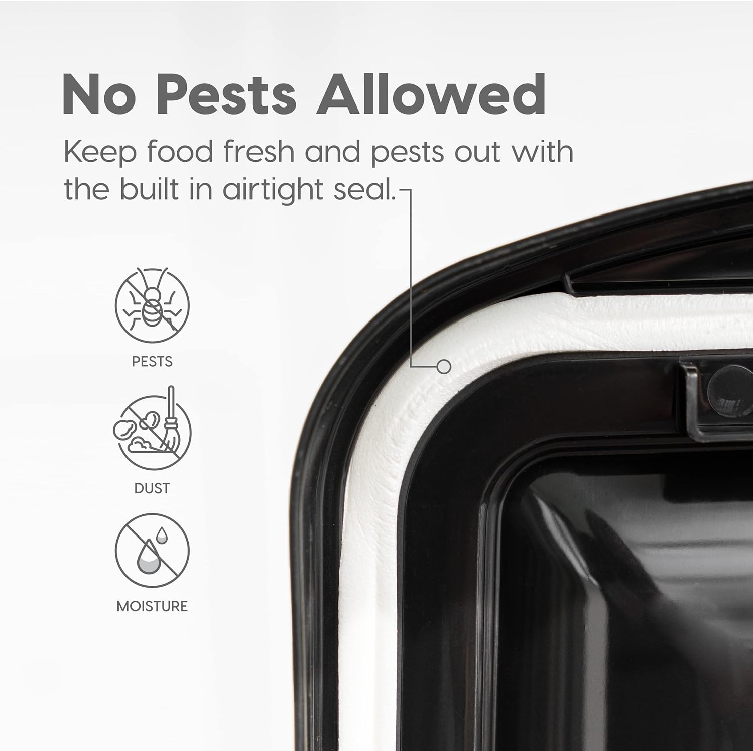IRIS USA Airtight Dog Food Storage Container, WeatherPro, Up to 50 lbs, Removable Wheels, for Dog Cat Bird and Other Pet Food Storage Bin, Keep Fresh, Translucent Body, Made in USA, Clear/Black